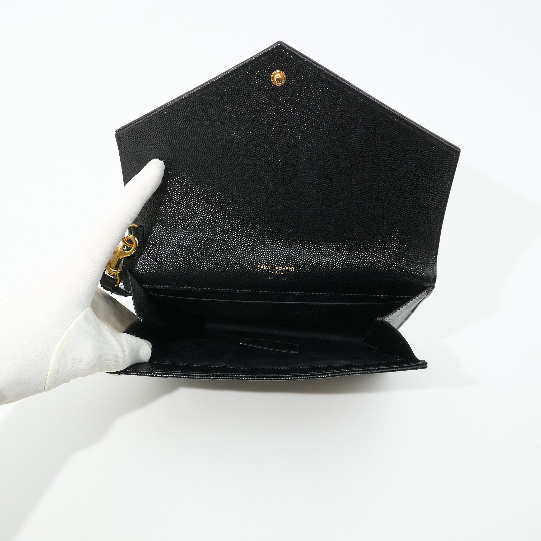 Saint Laurent Cassandre Matelassé Black Envelope Clutch
