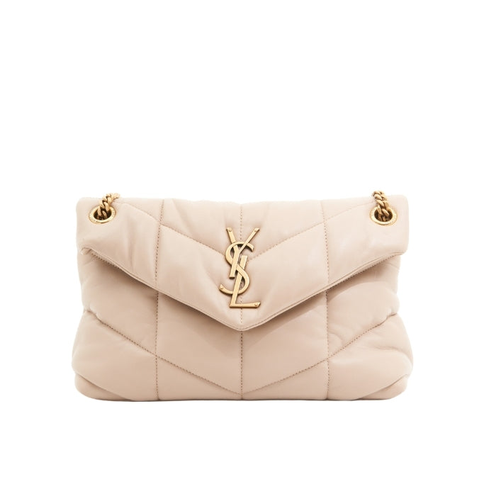 Saint Laurent Calfskin Puffer LouLou in Beige GHW