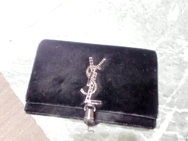 Saint Laurent Kate Black Velvet Tassel Bag