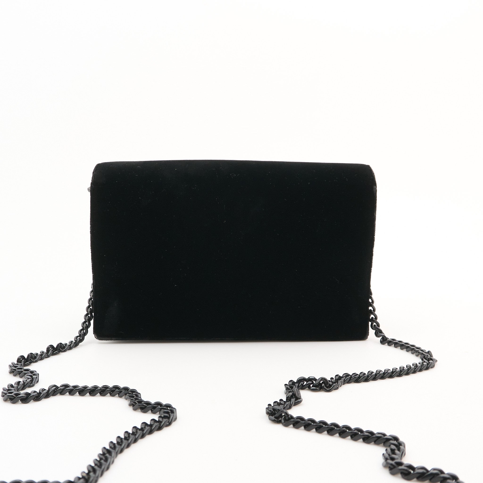 Saint Laurent Kate Black Velvet Tassel Bag