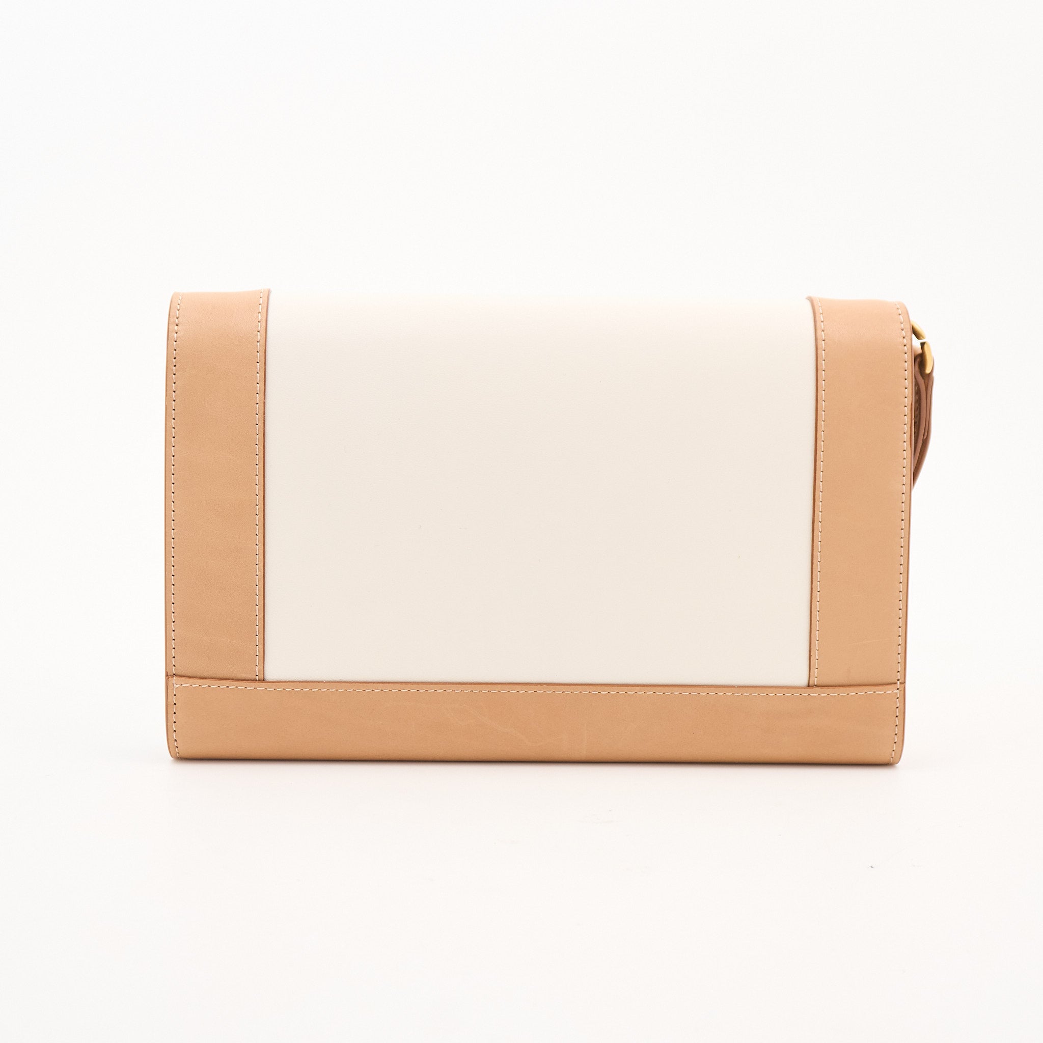 Saint Laurent Leather Clutch Beige Ivory