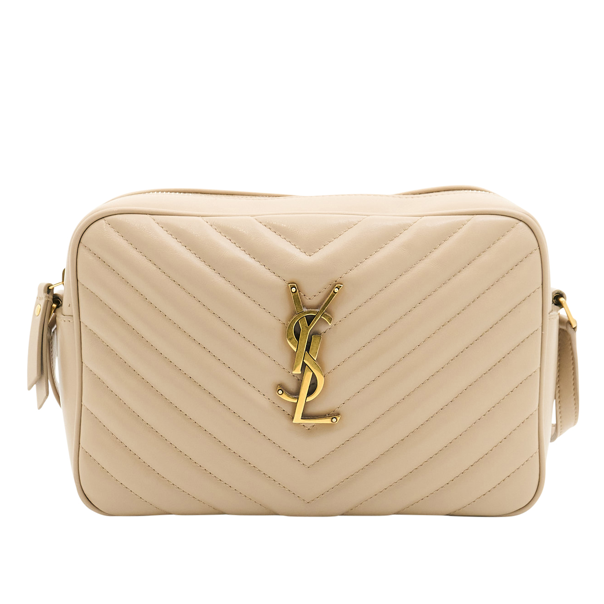 Saint Laurent Lou Camera Bag in Quilted Beige Leather