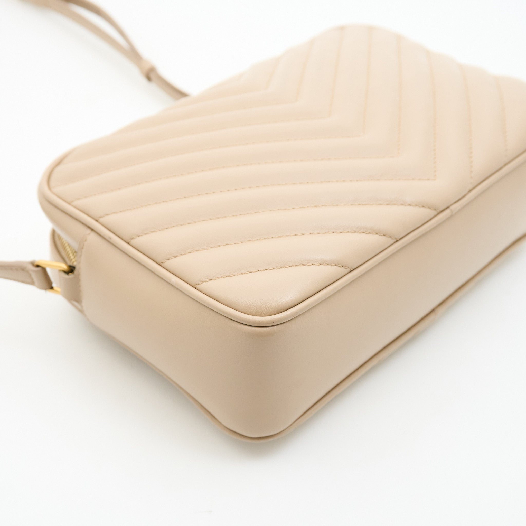 Saint Laurent Lou Camera Bag in Quilted Beige Leather