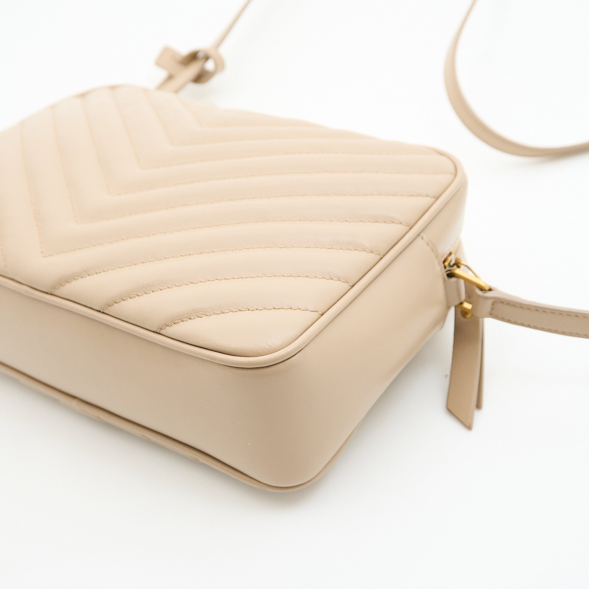 Saint Laurent Lou Camera Bag in Quilted Beige Leather