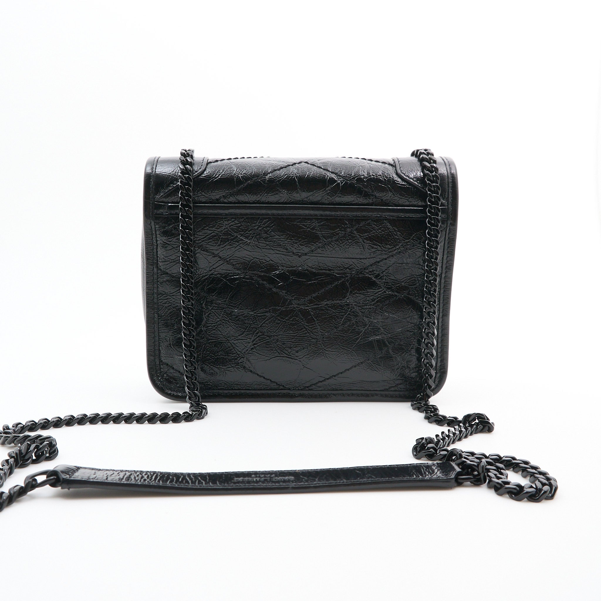 Saint Laurent Niki Mini Bag in Black Crinkled Leather