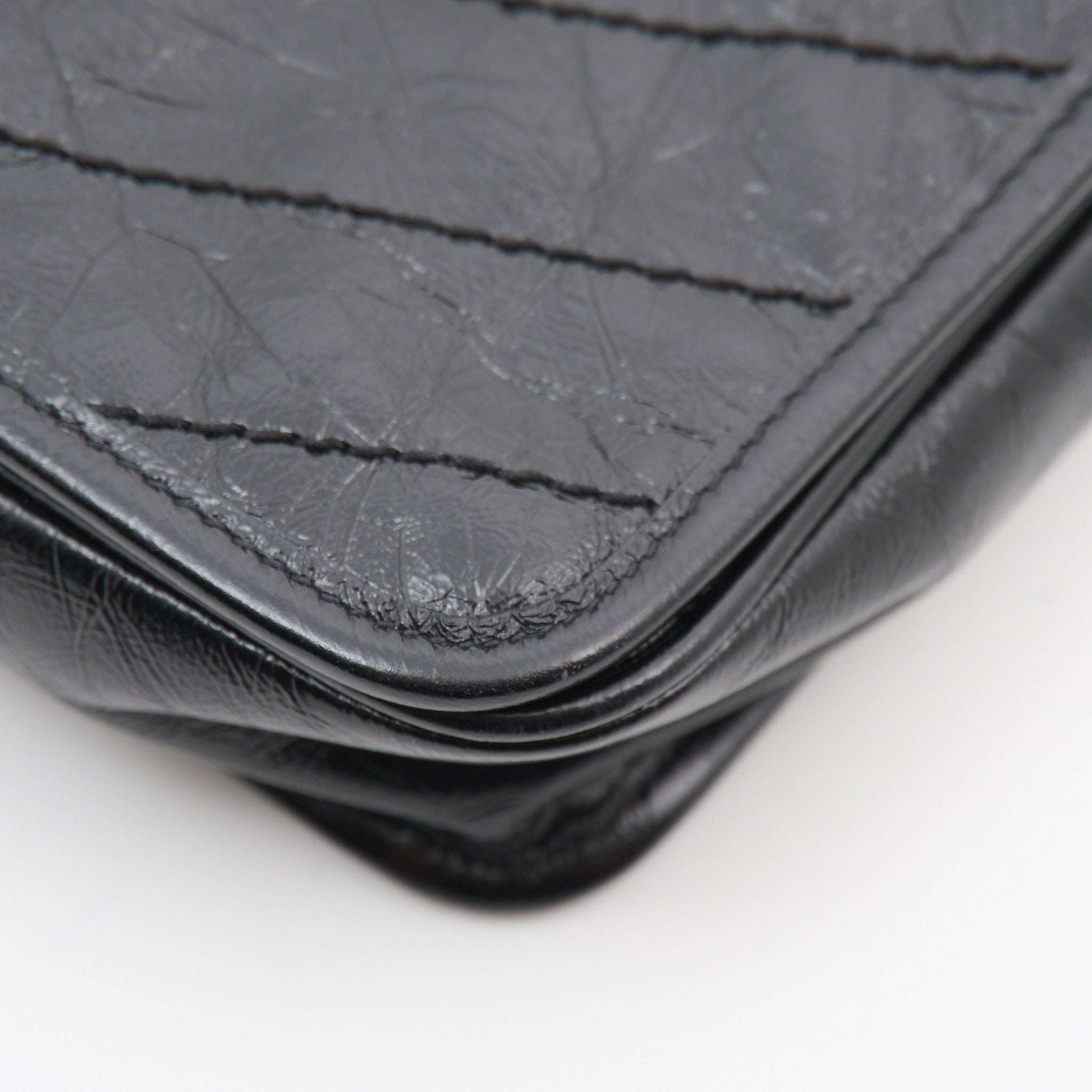 Saint Laurent Niki Mini Bag in Black Crinkled Leather