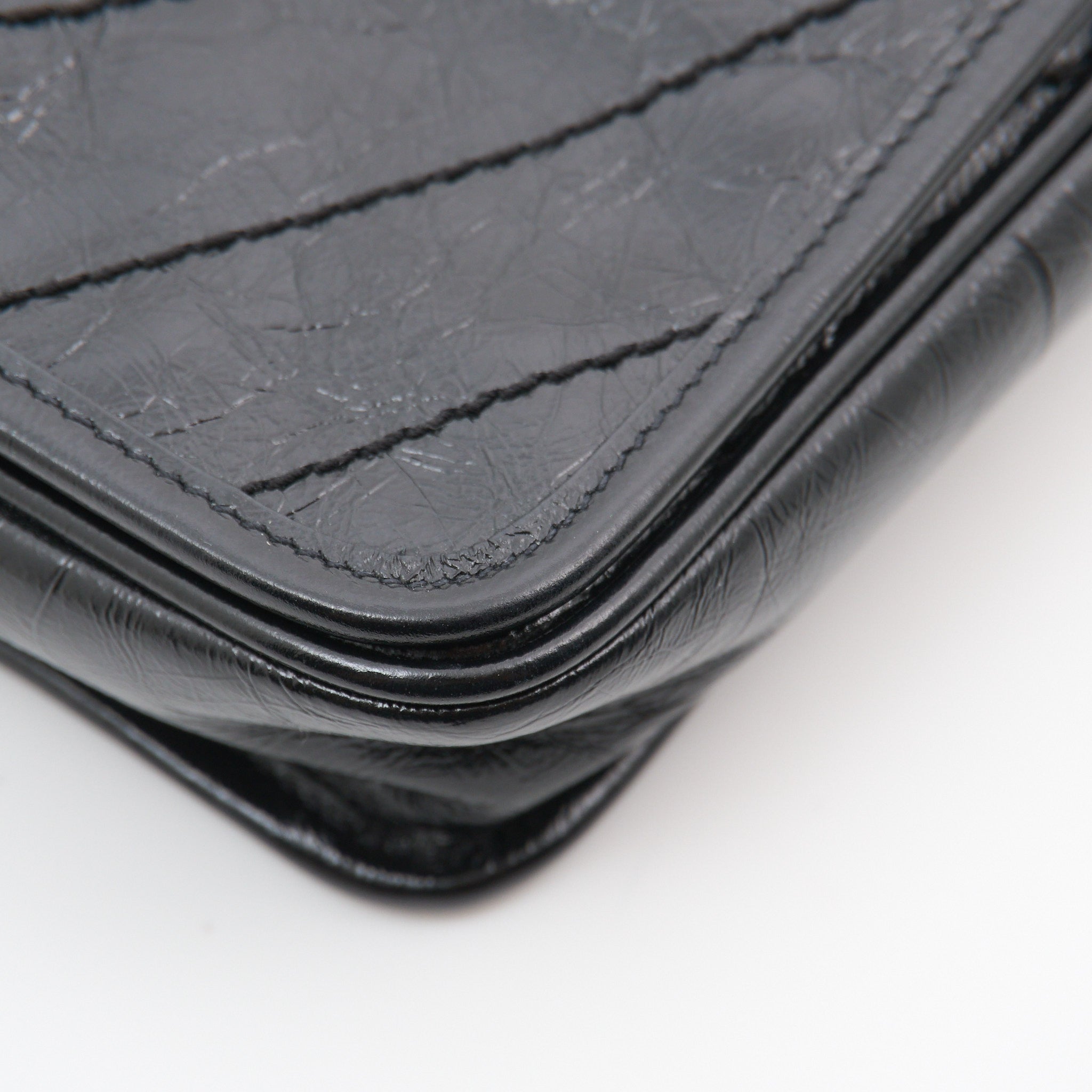 Saint Laurent Niki Mini Bag in Black Crinkled Leather