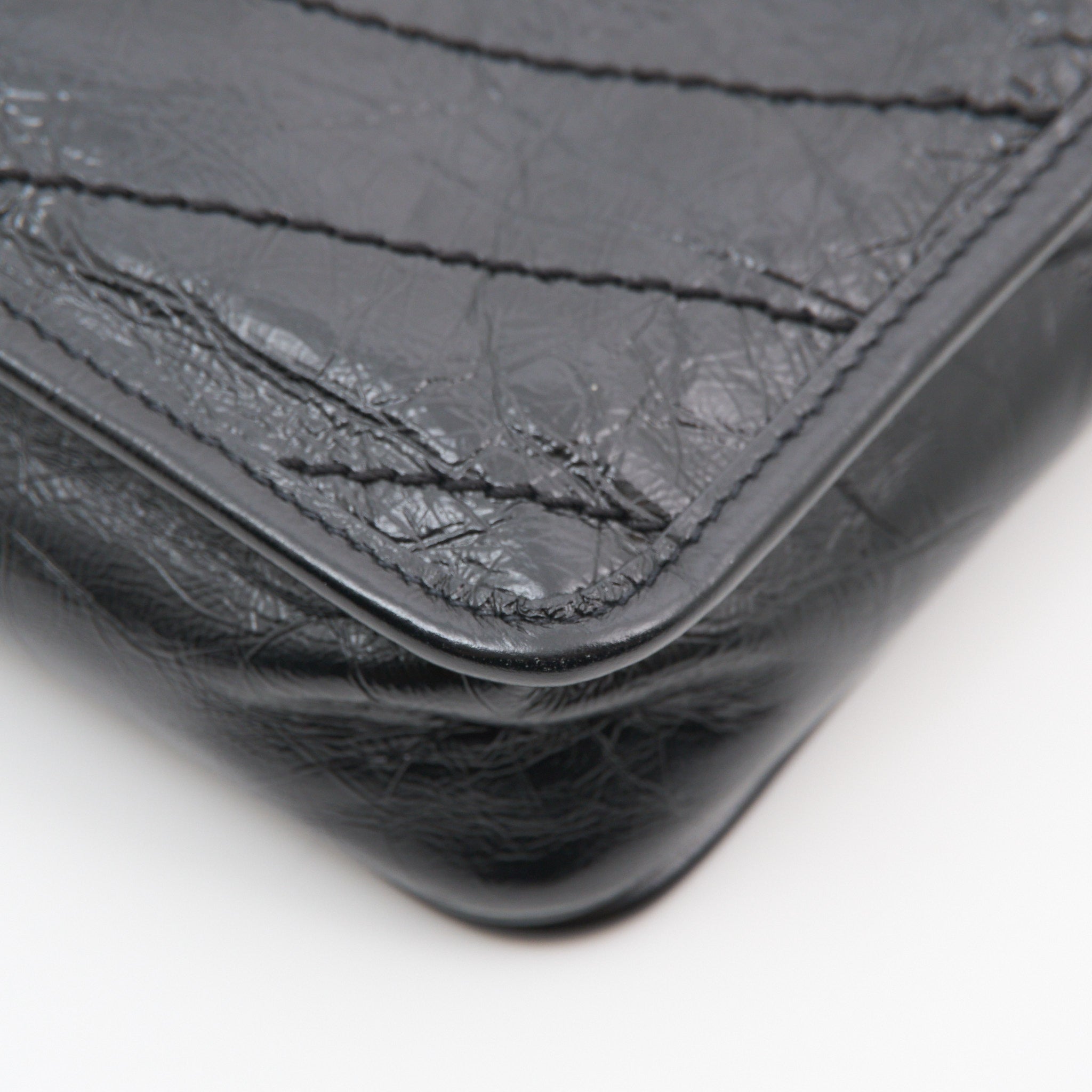 Saint Laurent Niki Mini Bag in Black Crinkled Leather