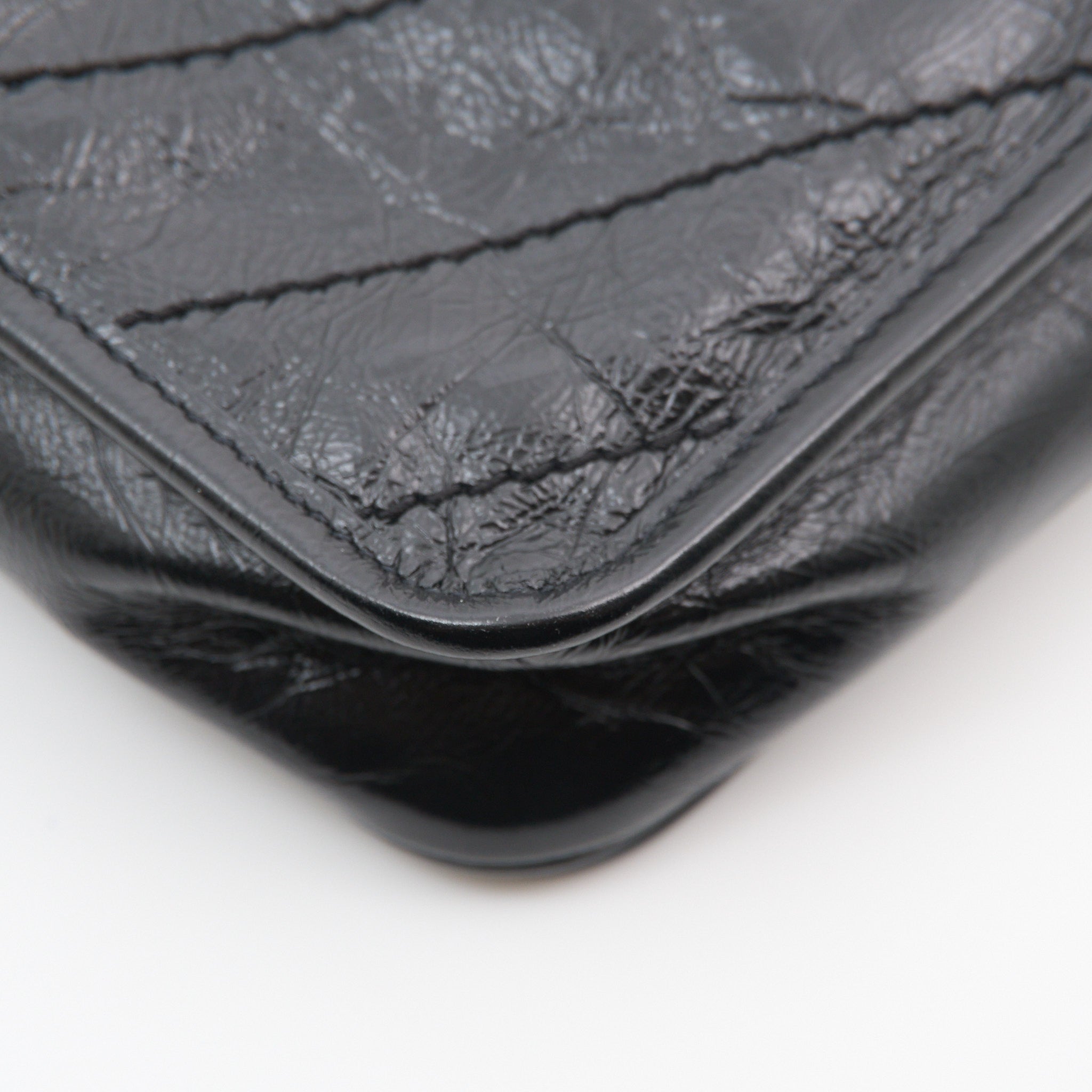 Saint Laurent Niki Mini Bag in Black Crinkled Leather