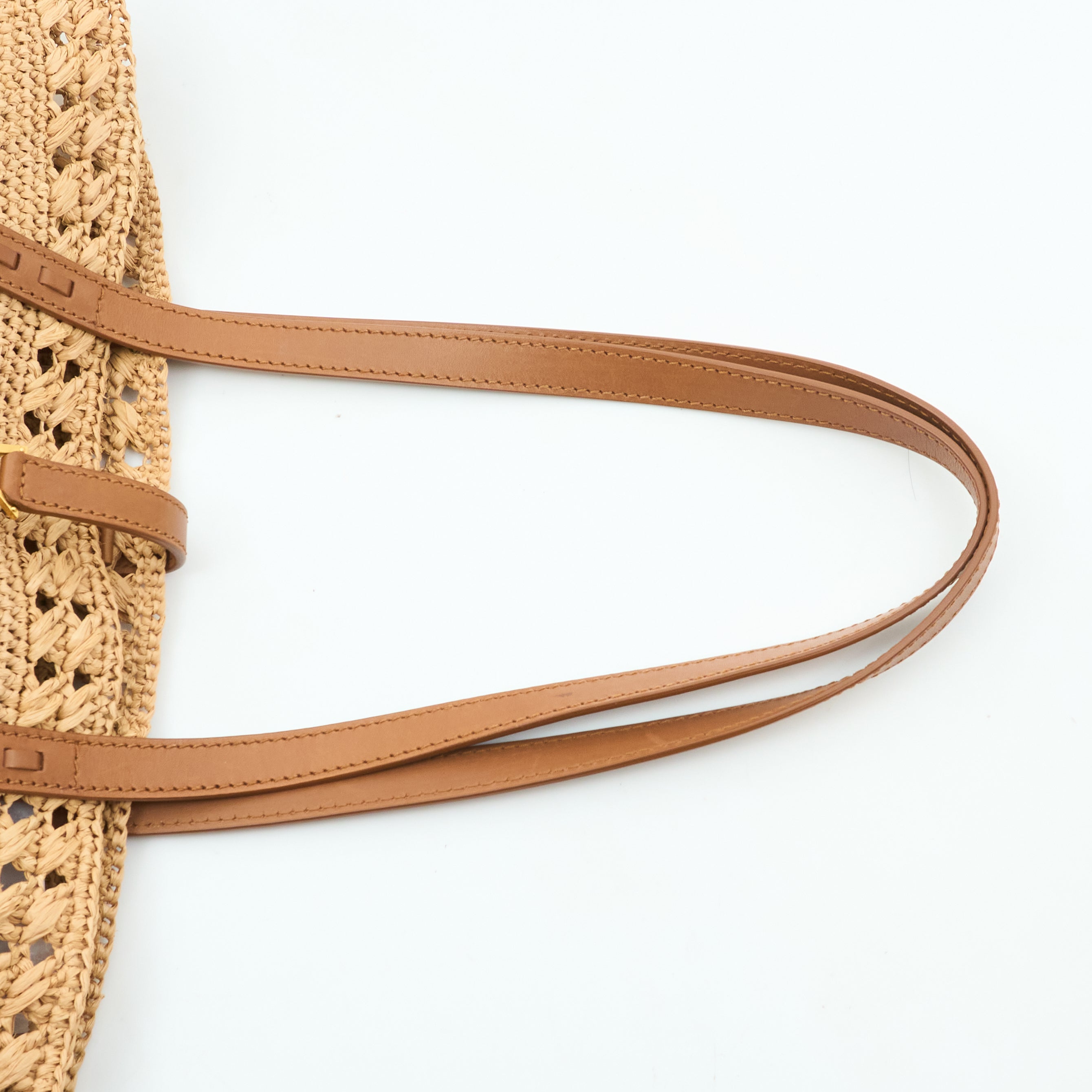 Saint Laurent Panier Leather Trim Raffia Tote