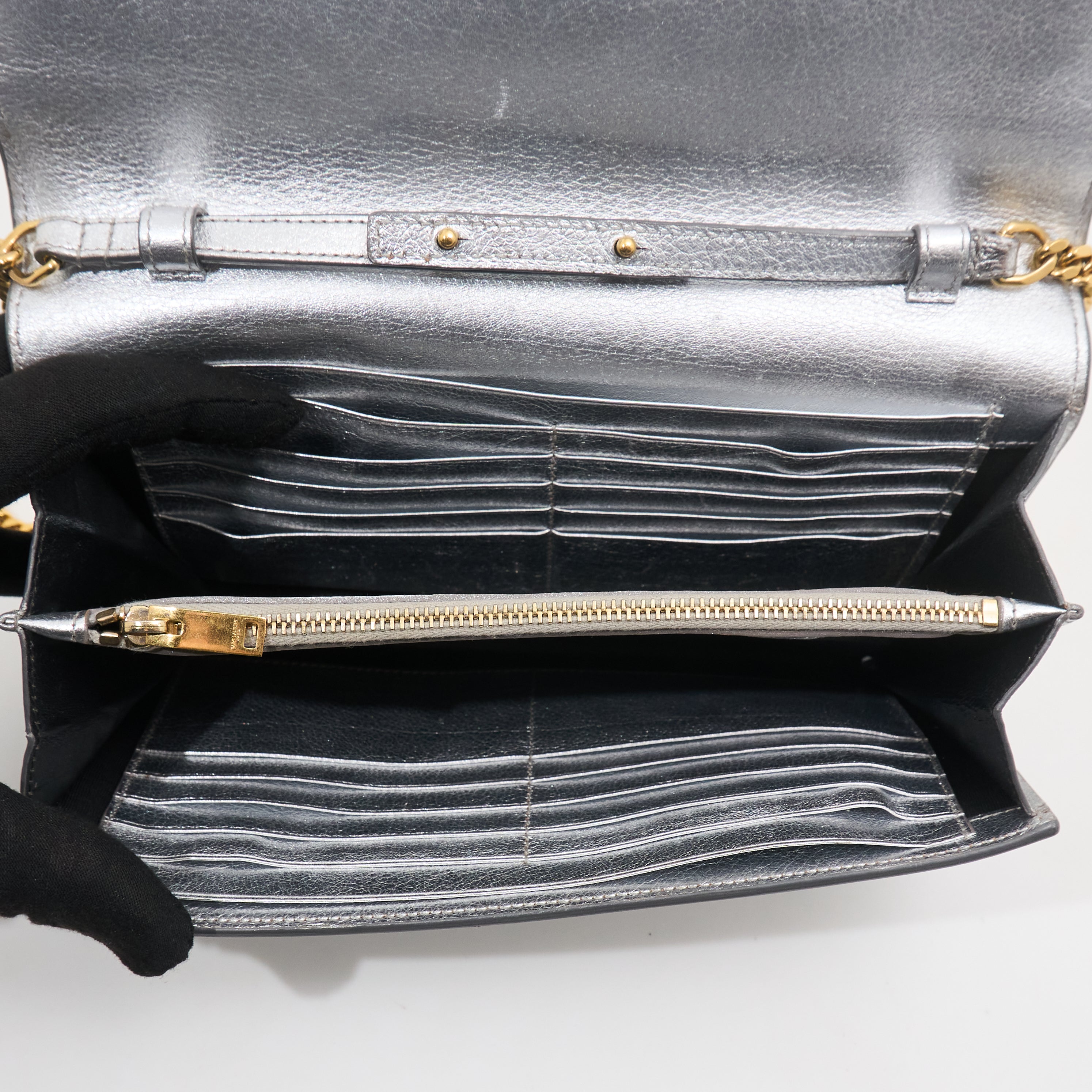 Saint Laurent Silver Kate Bag