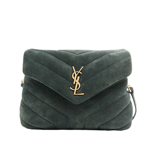 Saint Laurent Suede Toy Lou Lou in Green GHW