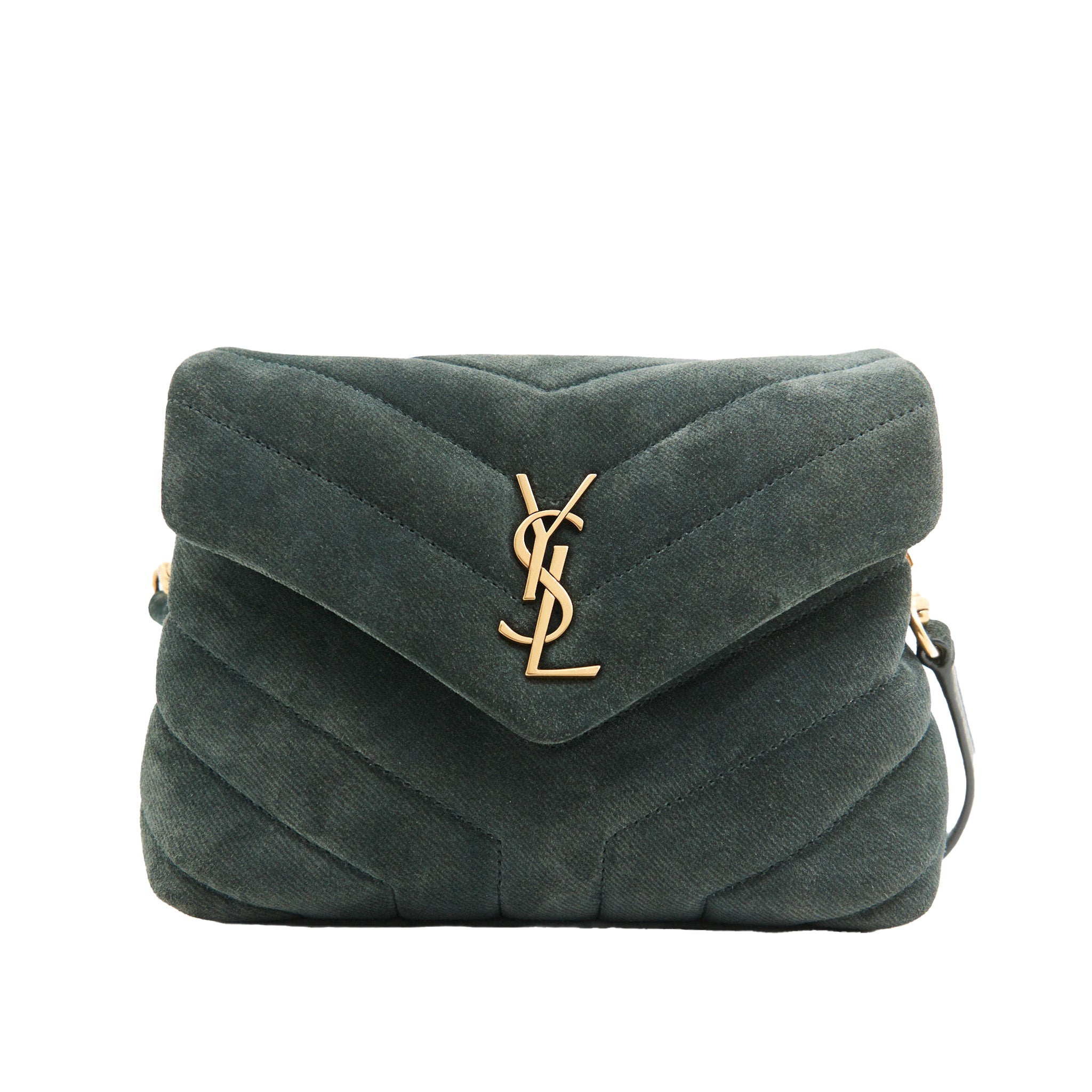 Saint Laurent Suede Toy Lou Lou in Forest Green Suede