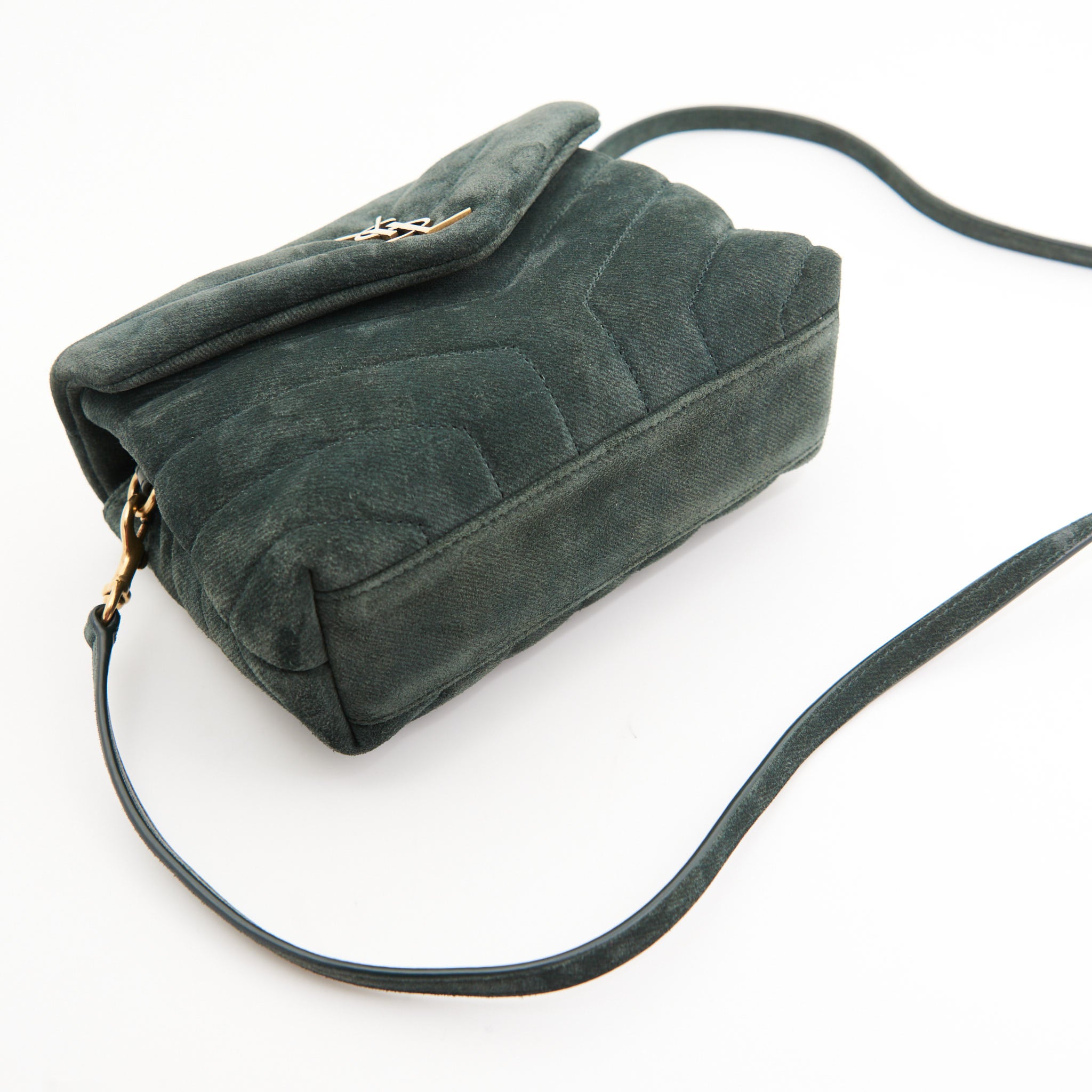 Saint Laurent Suede Toy Lou Lou in Forest Green Suede