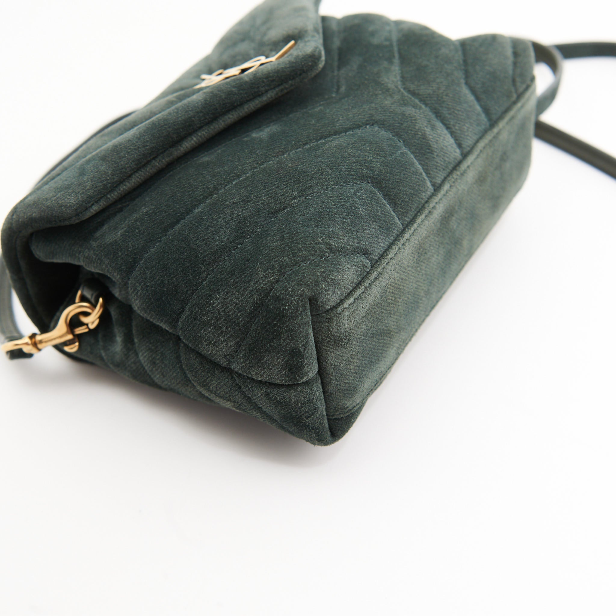 Saint Laurent Suede Toy Lou Lou in Forest Green Suede