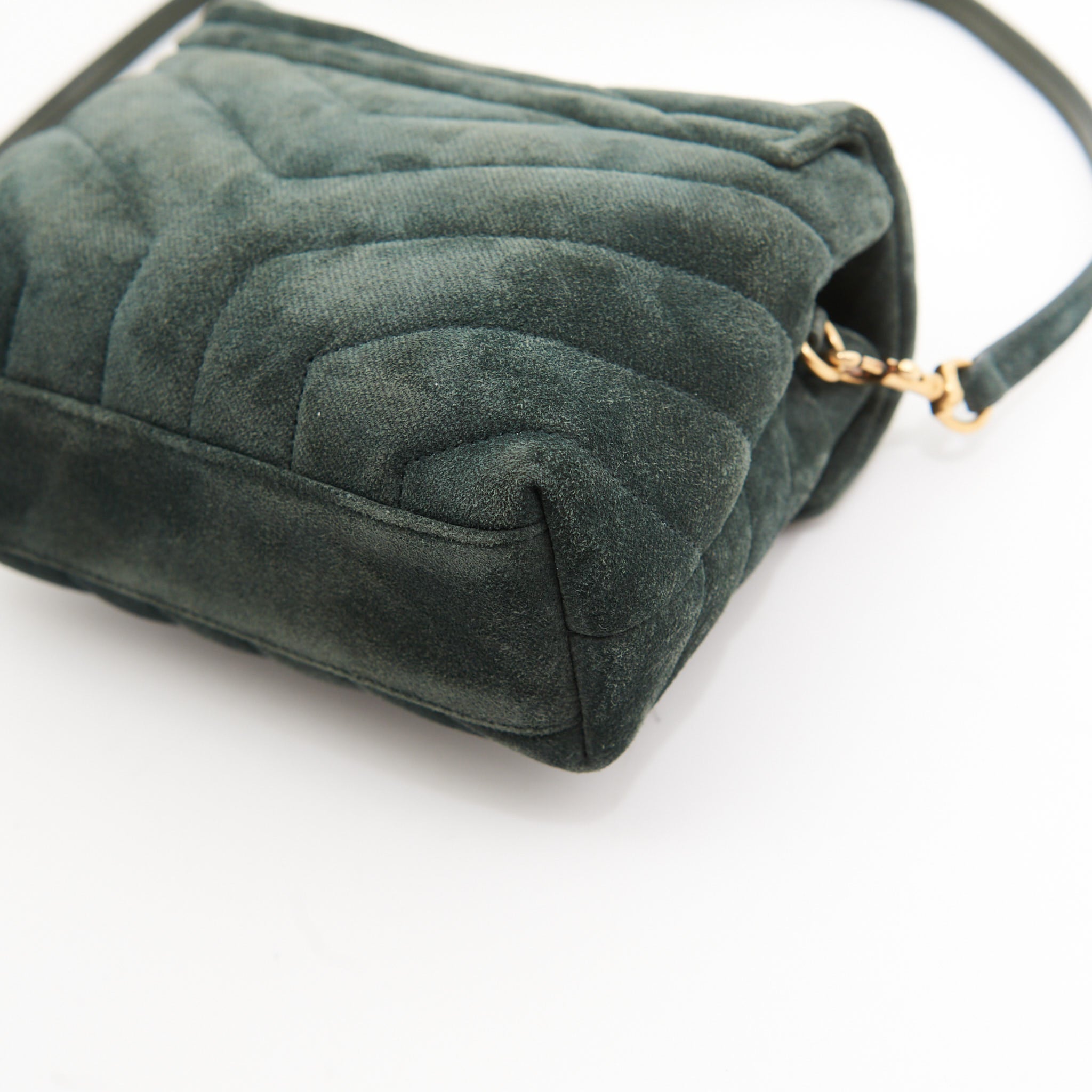 Saint Laurent Suede Toy Lou Lou in Forest Green Suede