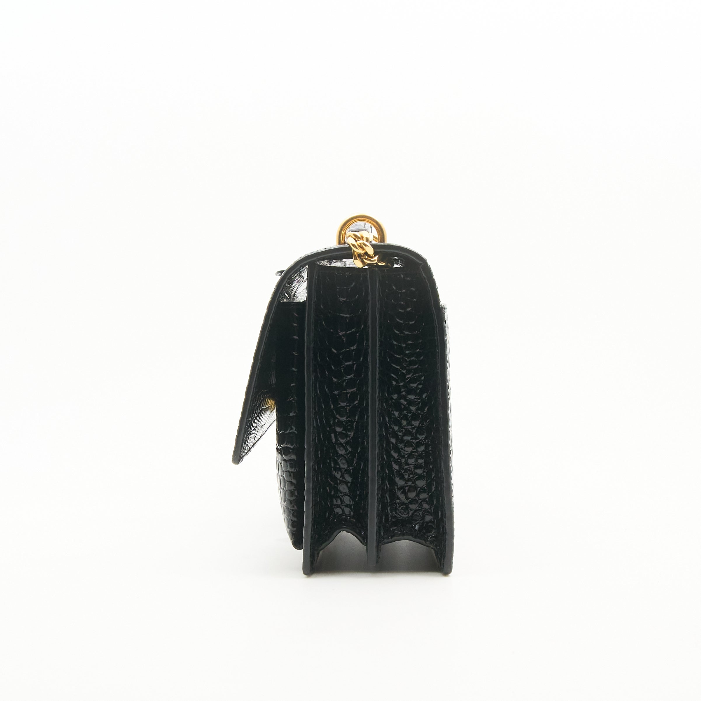 Saint Laurent Sunset Black Croc Embossed Bag