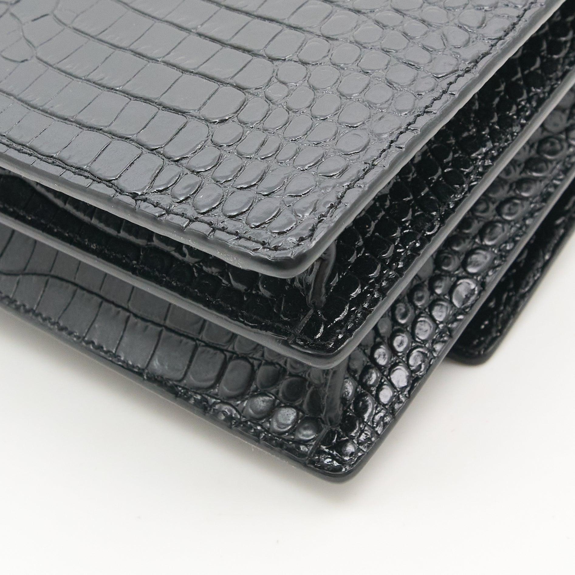 Saint Laurent Sunset Black Croc Embossed Bag