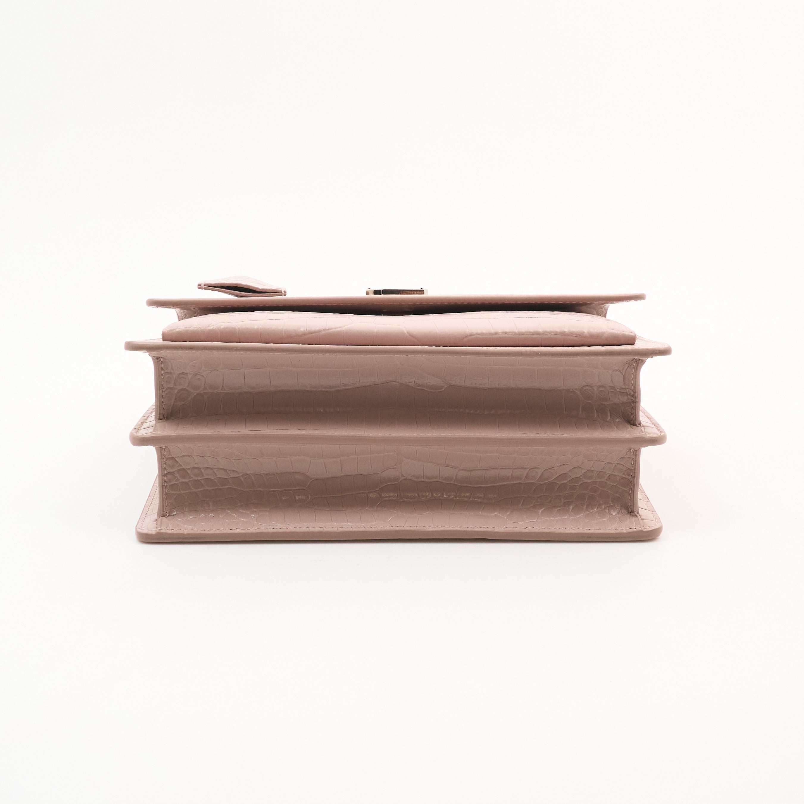 Saint Laurent Sunset In Blush Pink Croc Embossed Leather