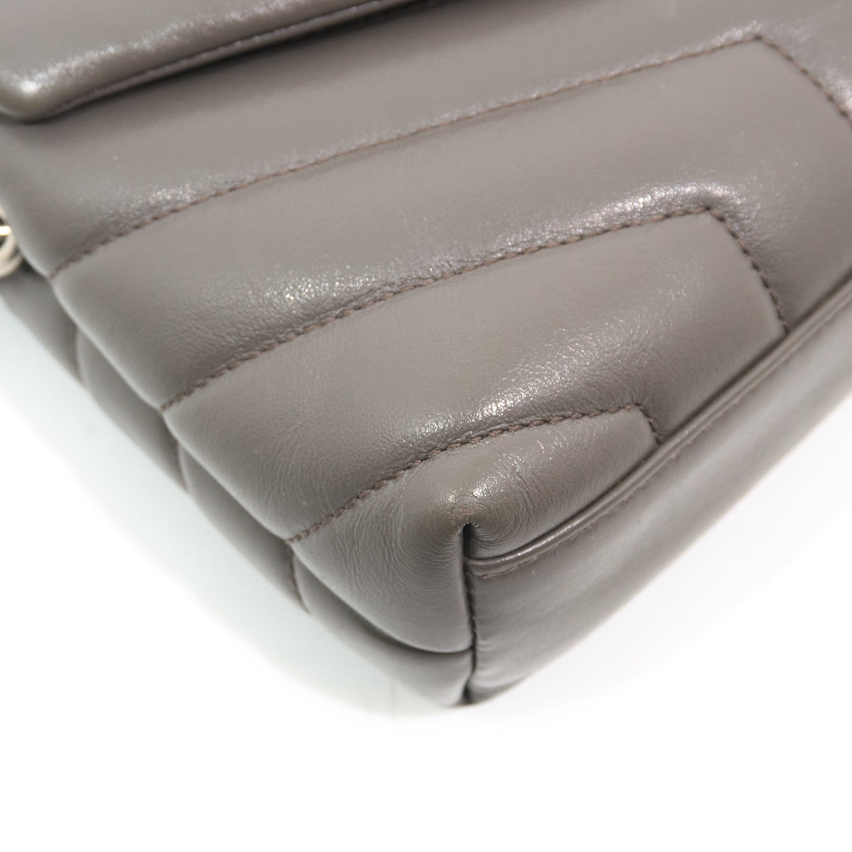 Saint Laurent Toy Lou Lou Grey Leather Crossbody Bag