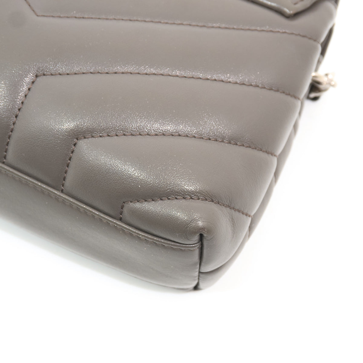 Saint Laurent Toy Lou Lou Grey Leather Crossbody Bag