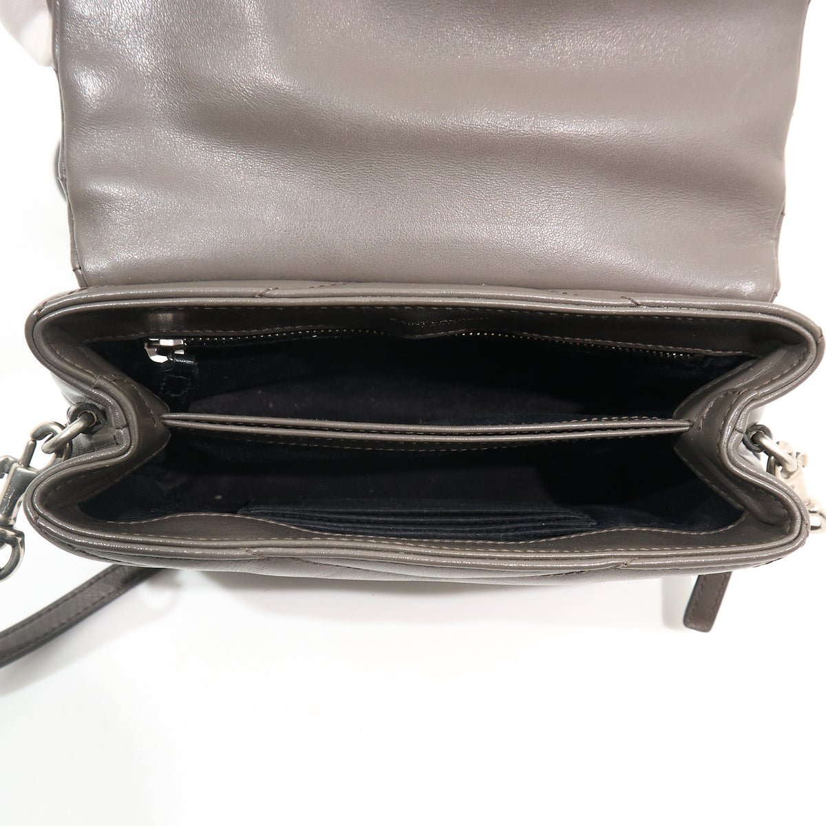 Saint Laurent Toy Lou Lou Grey Leather Crossbody Bag