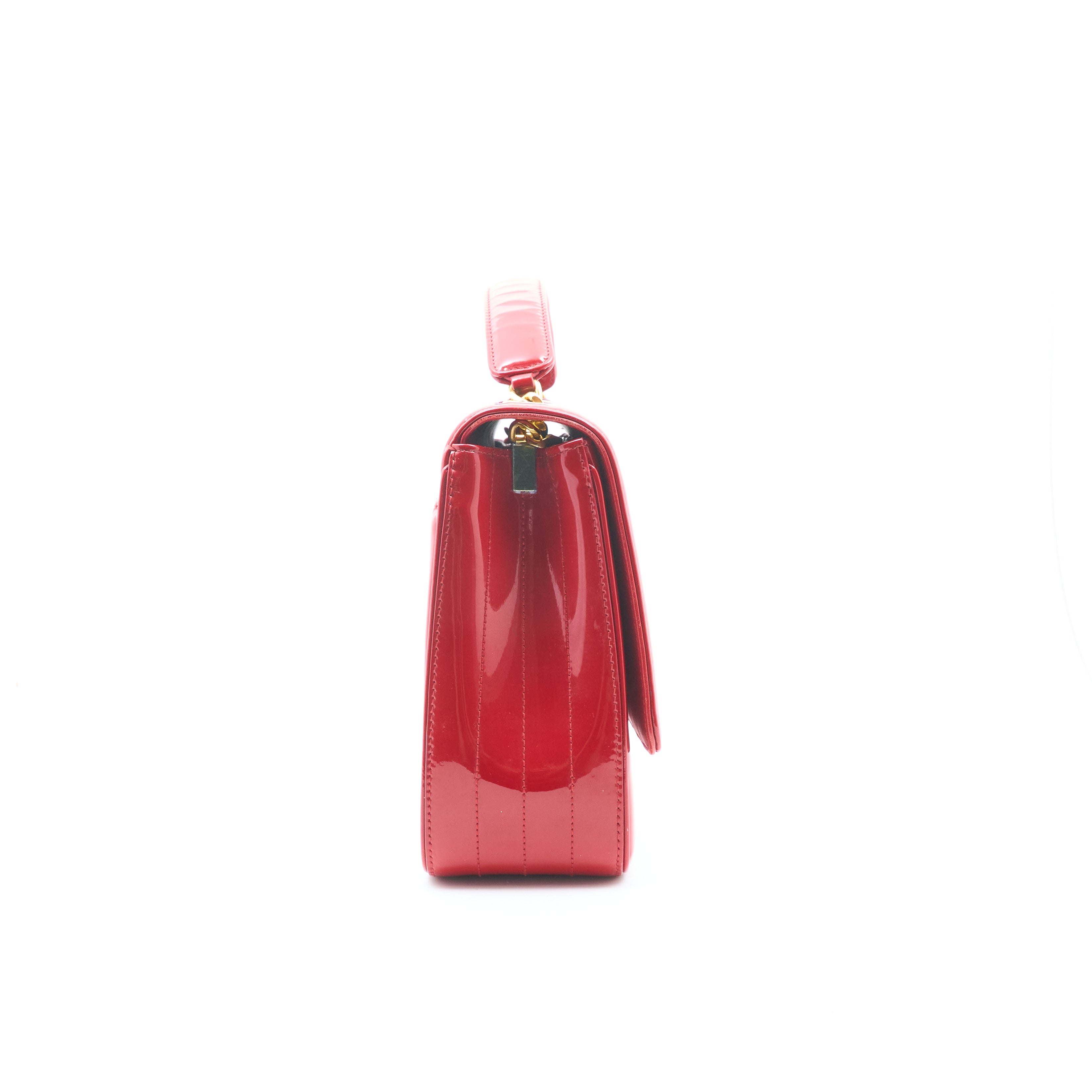 Saint Laurent Vicky Red Patent Leather Bag