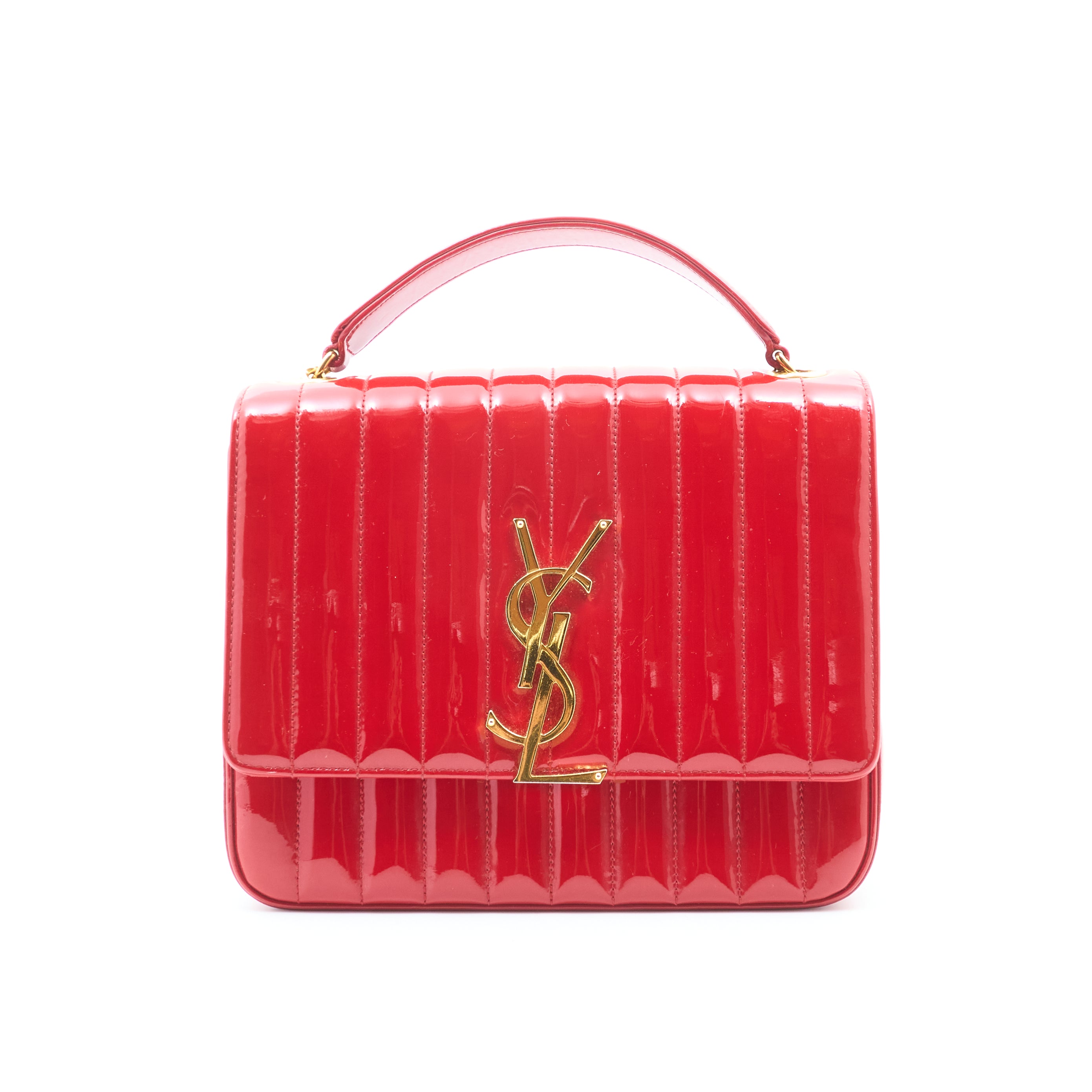 Saint Laurent Vicky Red Patent Leather Bag