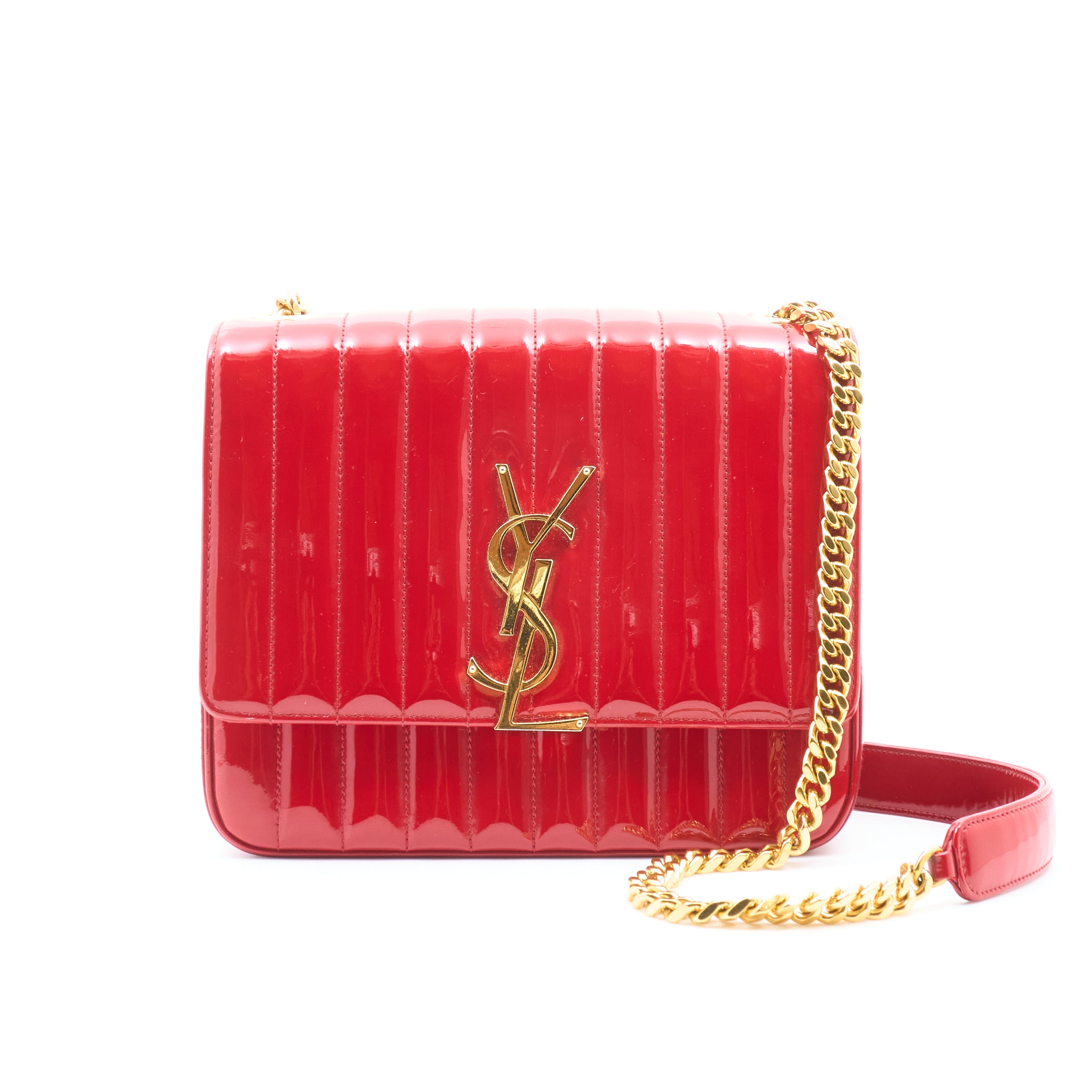 Saint Laurent Vicky Red Patent Leather Bag
