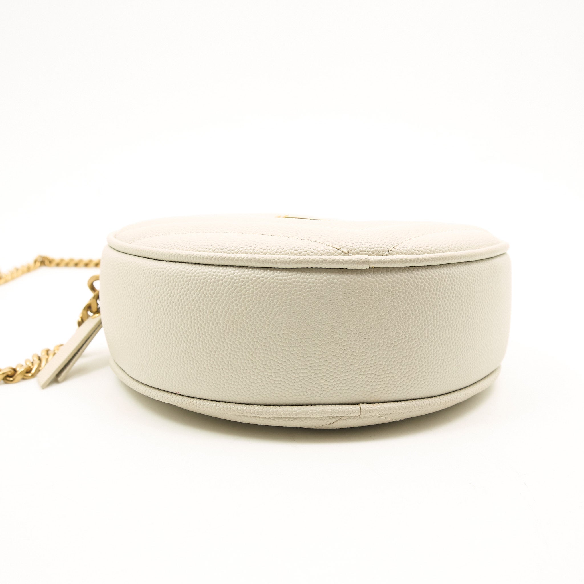 Saint Laurent Vinyle Round Blanc Bag