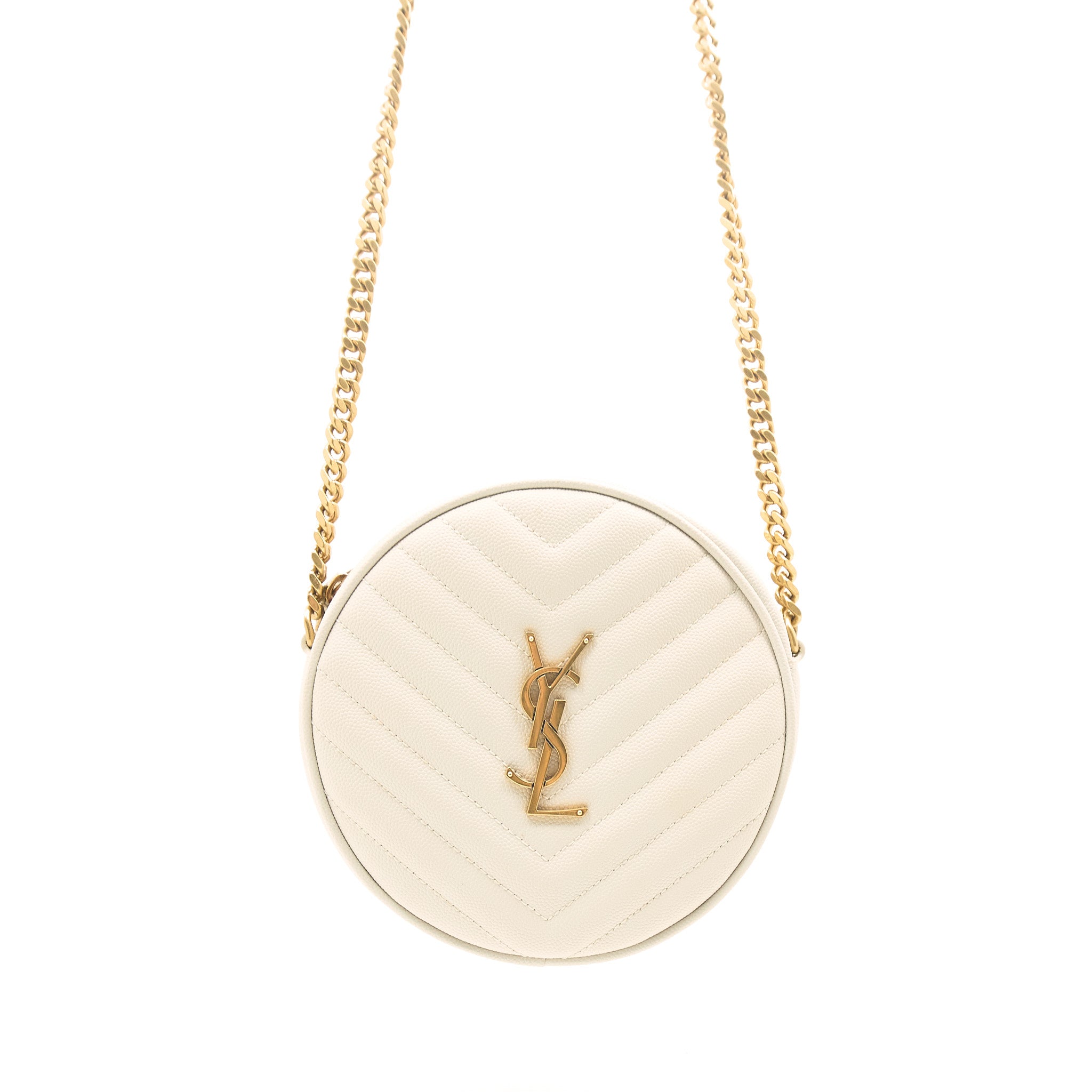 Saint Laurent Vinyle Round Blanc Bag