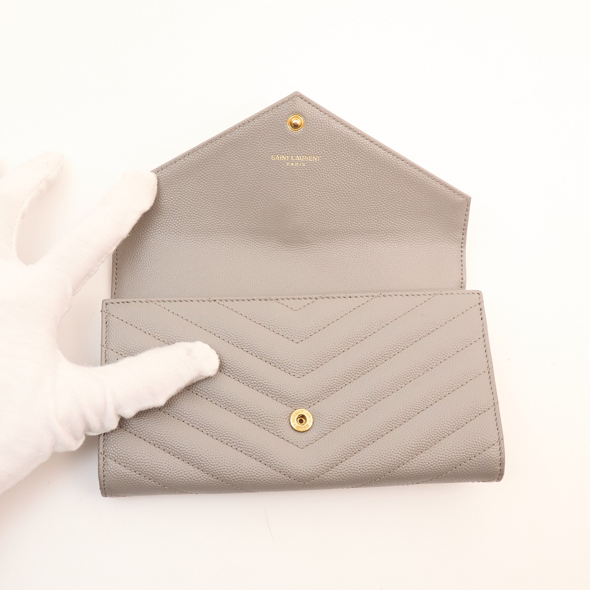 Saint Laurent Cassandre Envelope Wallet Grey