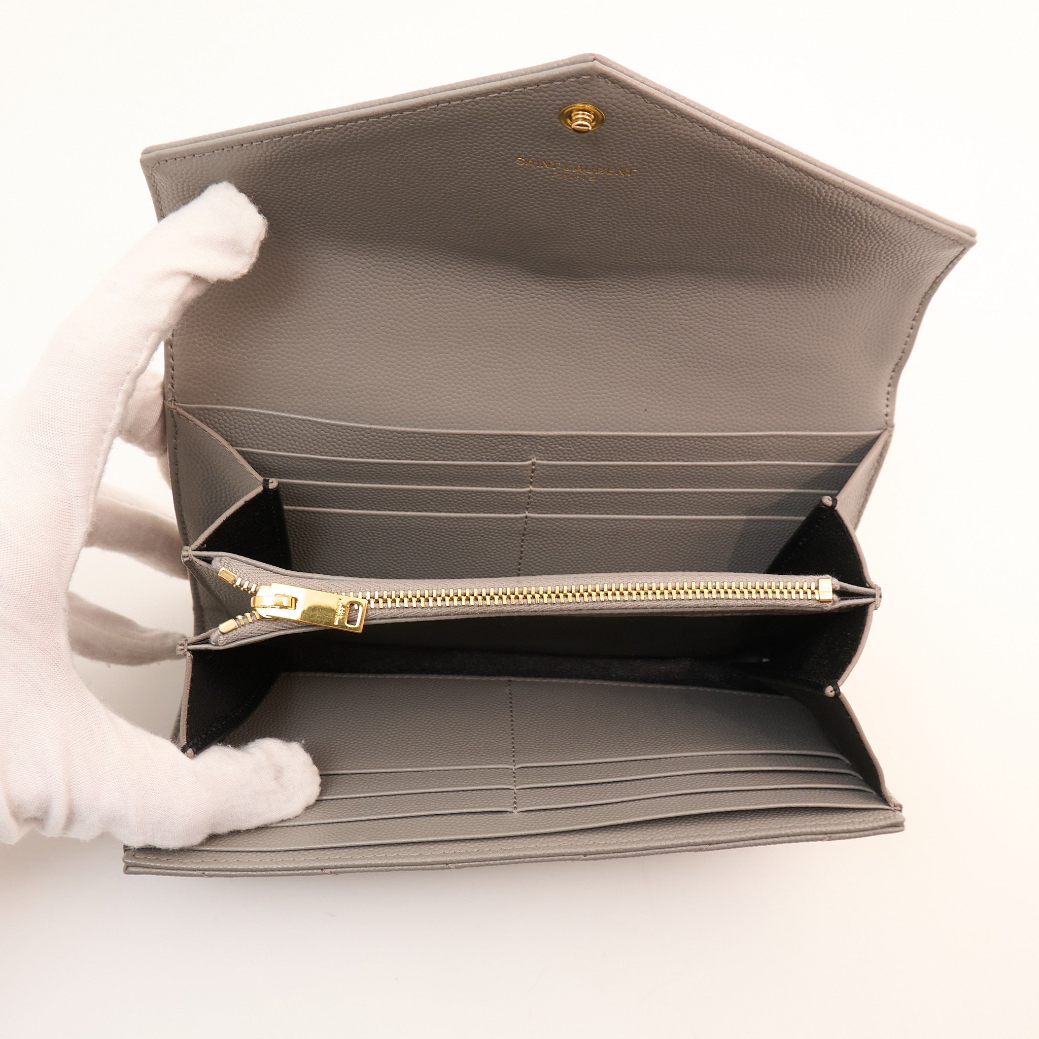 Saint Laurent Cassandre Envelope Wallet Grey