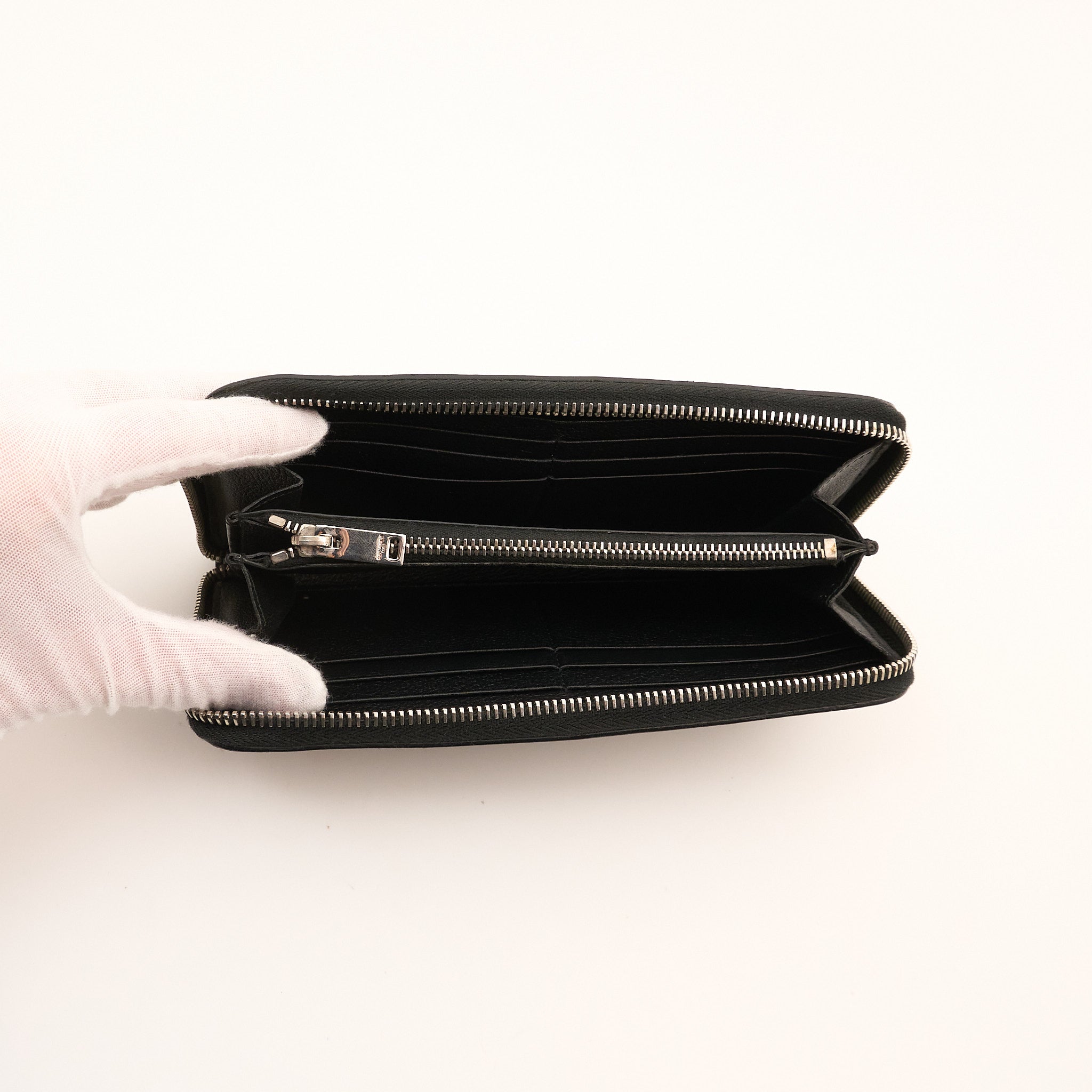 Saint Laurent Black Zip Around Wallet