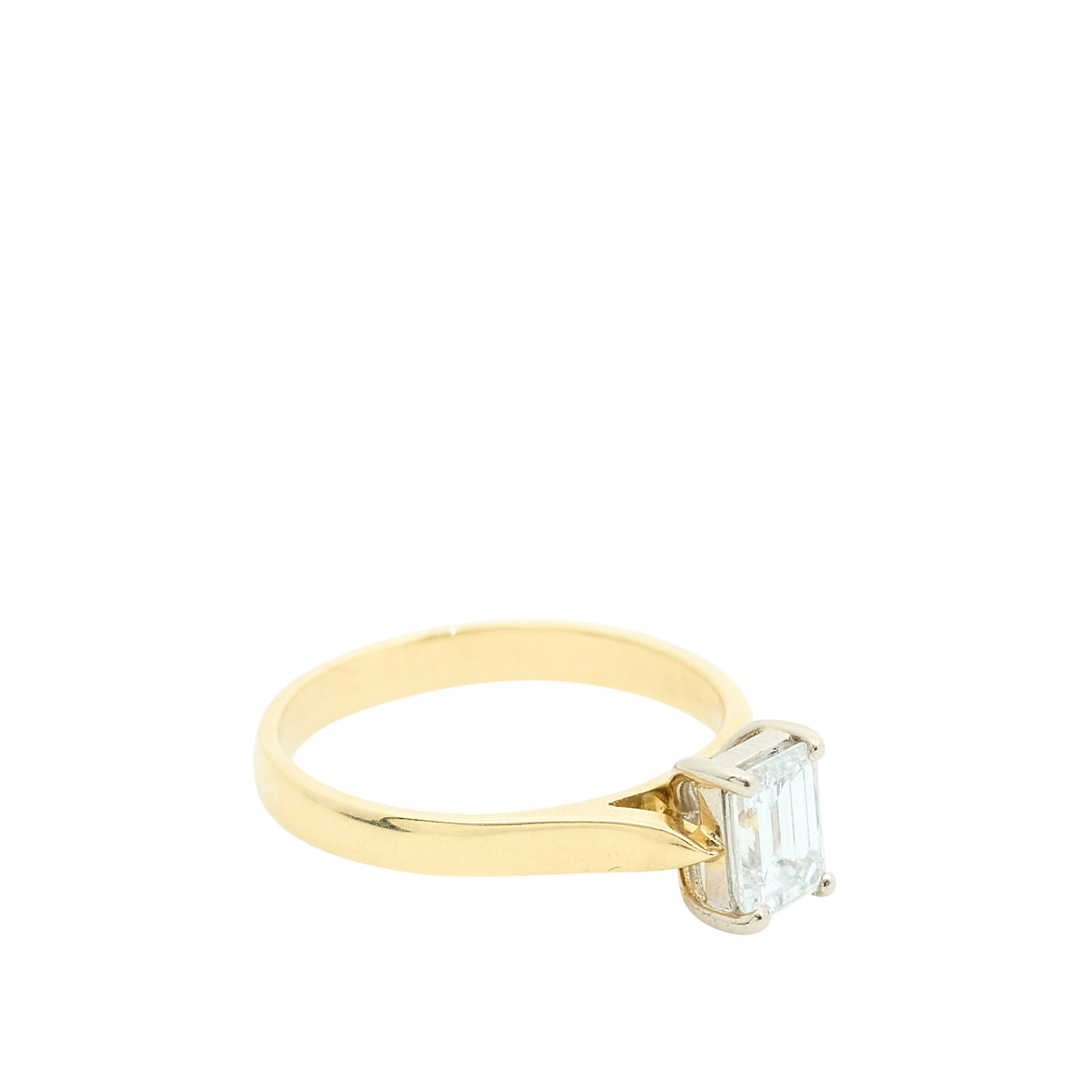 Custom Emerald Cut Diamond Solitaire Ring 18ct Yellow Gold