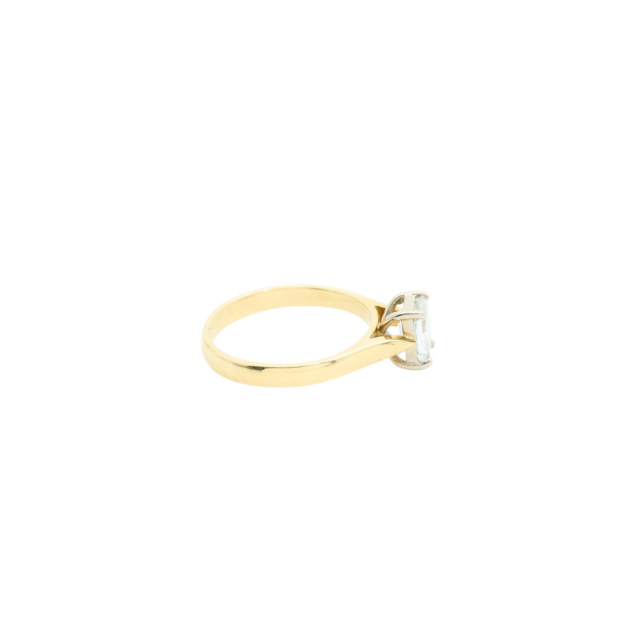 Custom Emerald Cut Diamond Solitaire Ring 18ct Yellow Gold