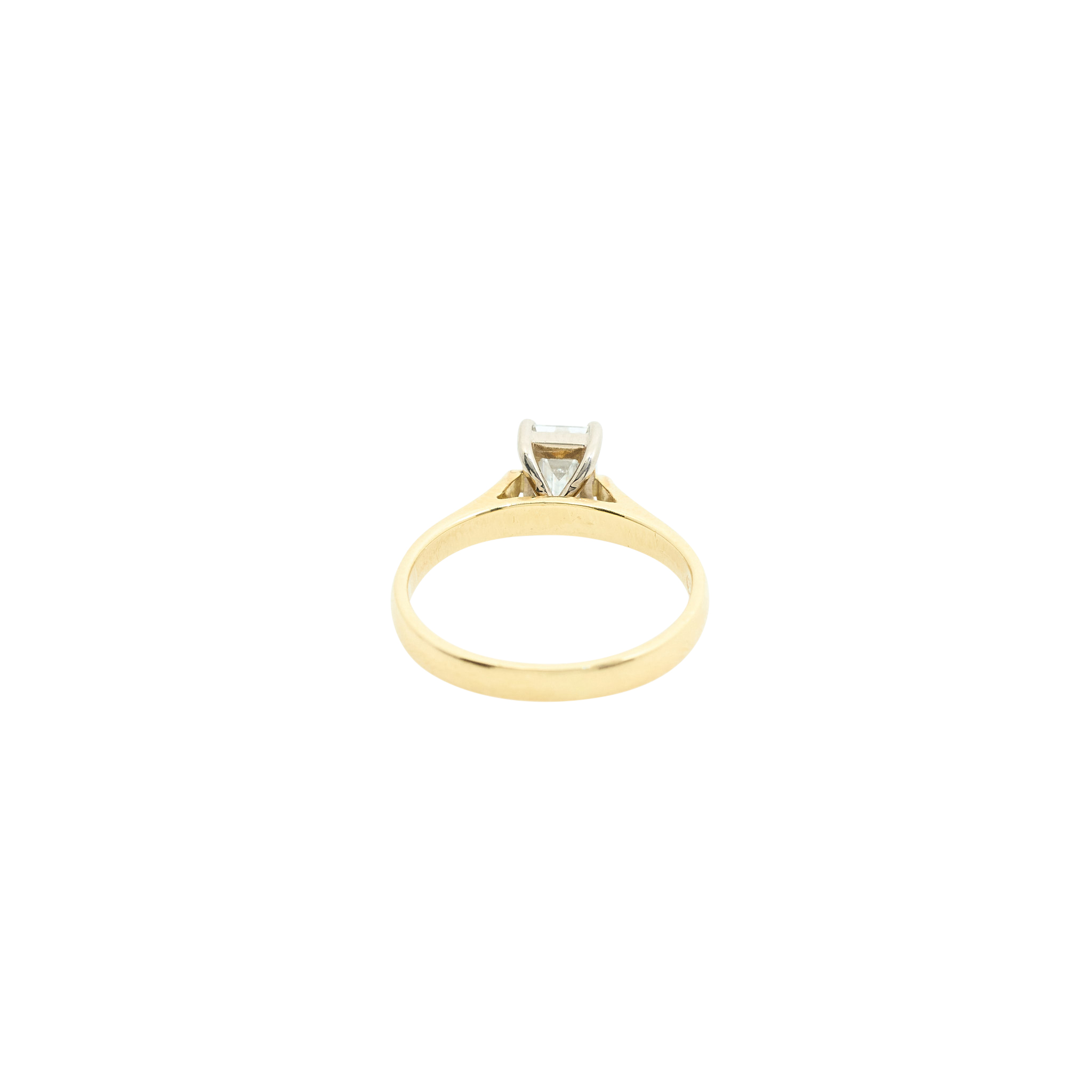 Custom Emerald Cut Diamond Solitaire Ring 18ct Yellow Gold