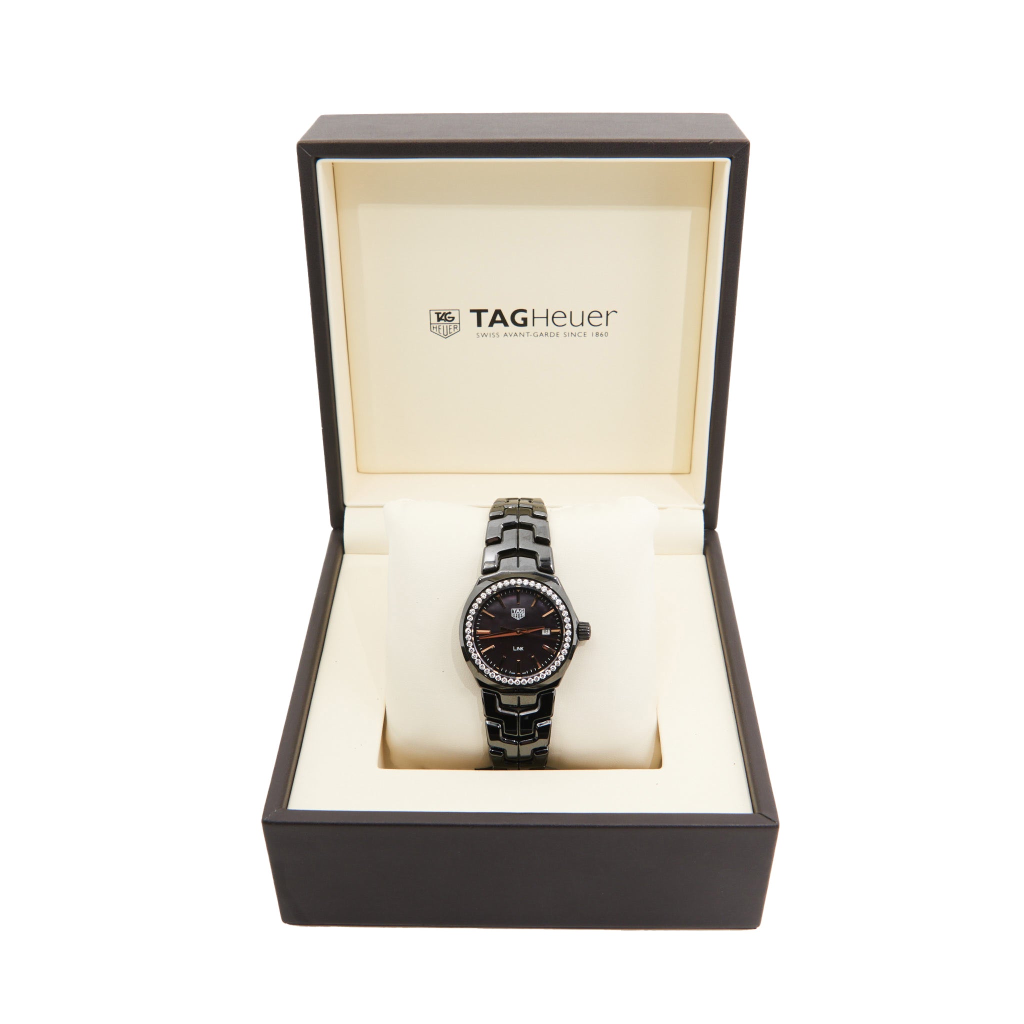 Tag Heuer Ceramic Link Lady Diamonds Black Face
