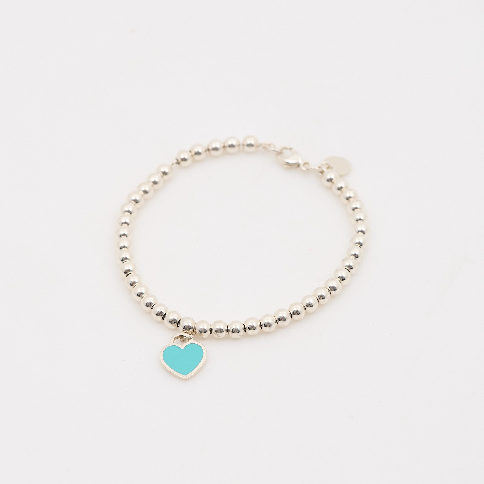 Tiffany & Co Blue Heart Tag Bead Bracelet