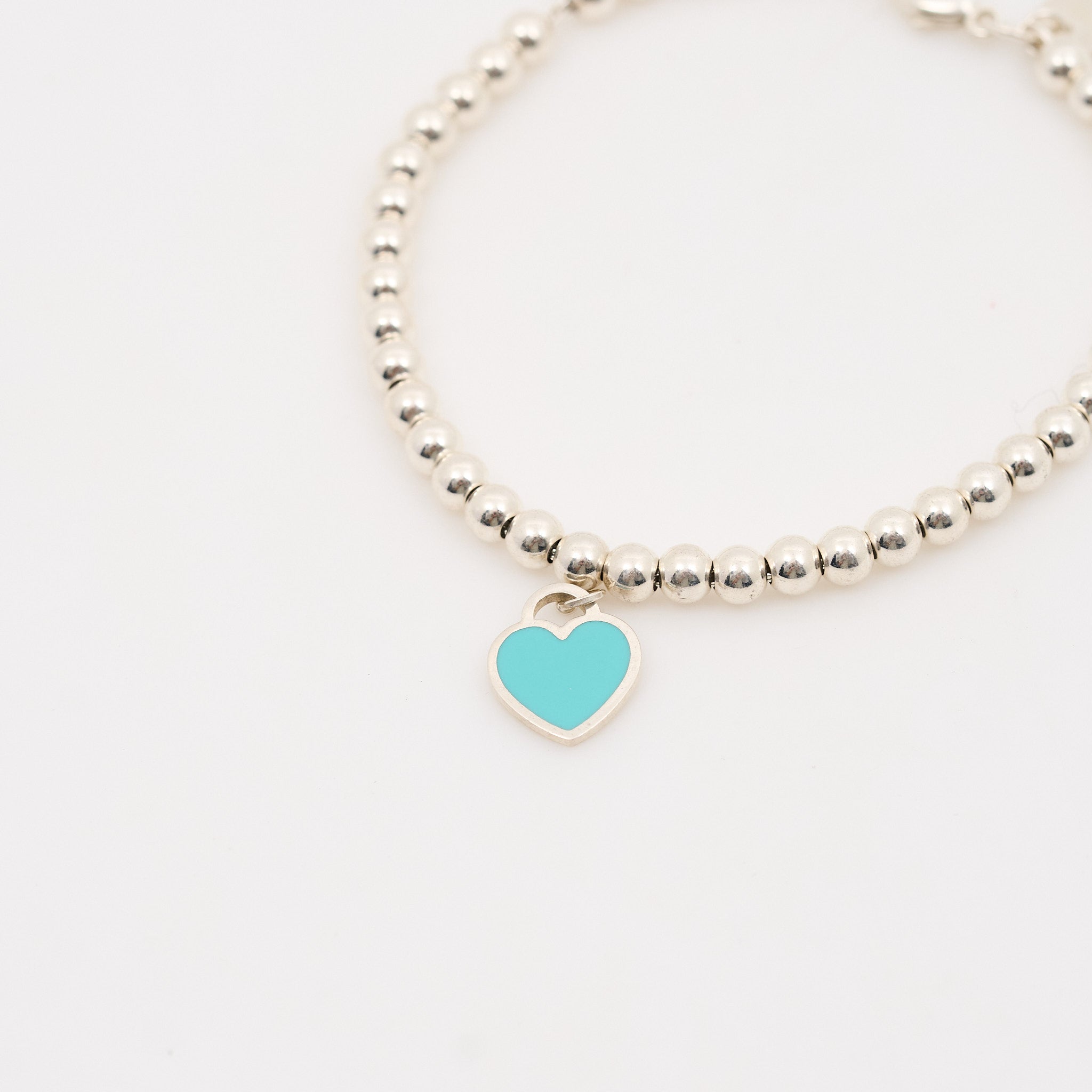 Tiffany & Co Blue Heart Tag Bead Bracelet