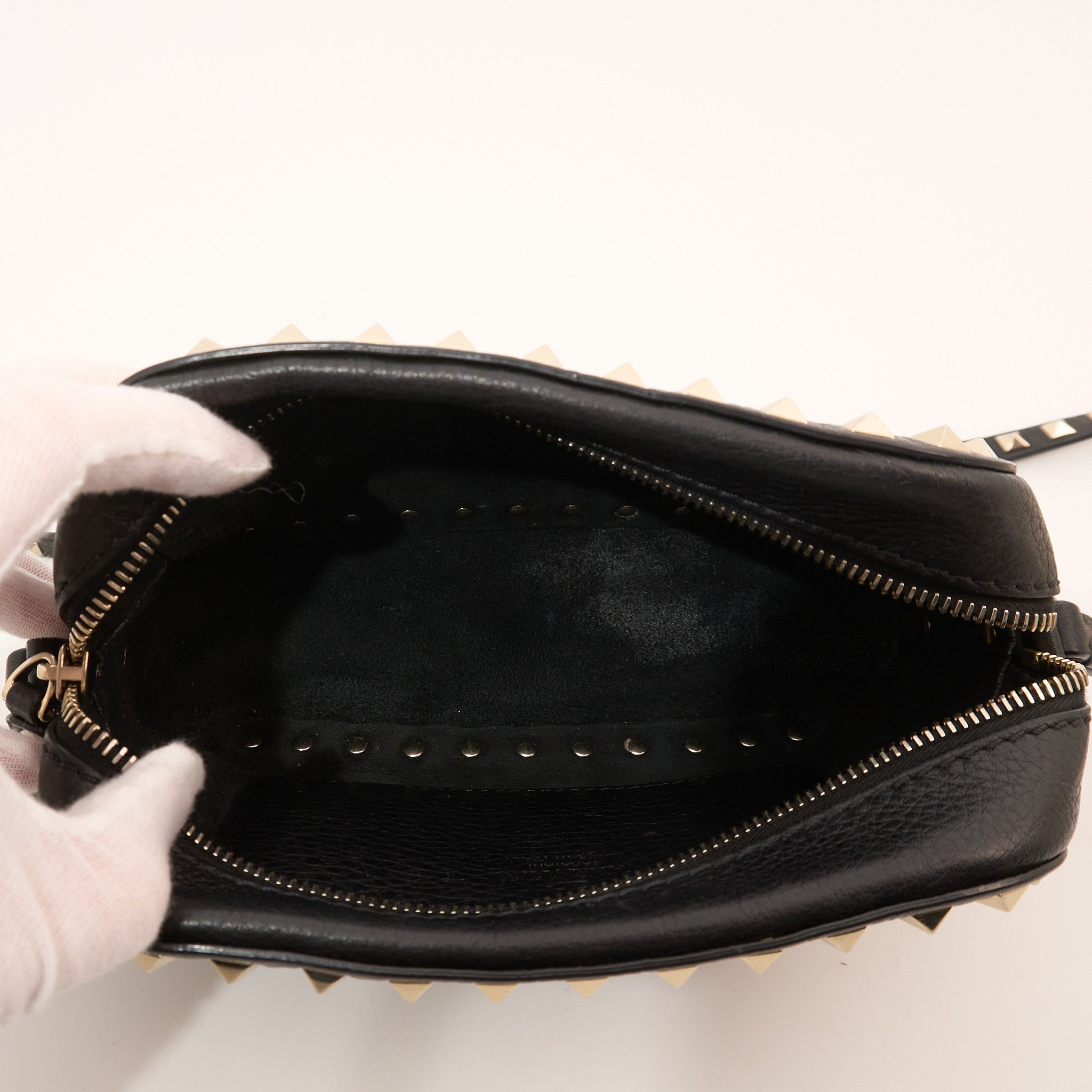 Valentino Garavani Black Rockstud Camera Bag