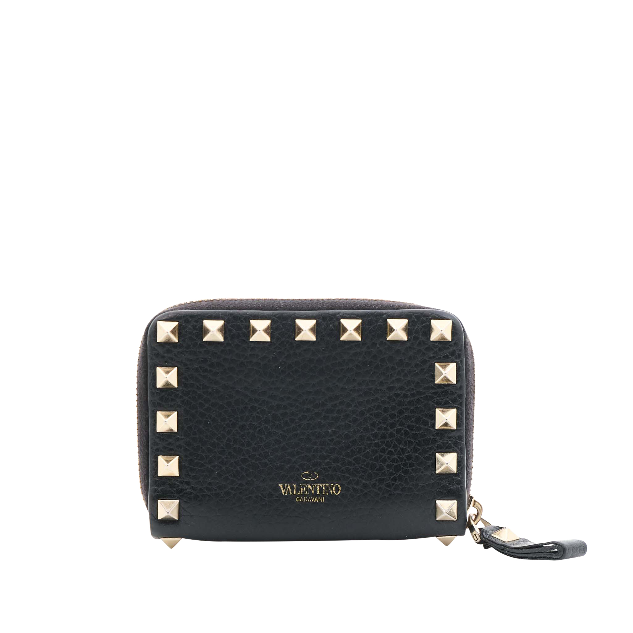 Valentino Garavani Black Leather Studded Wallet