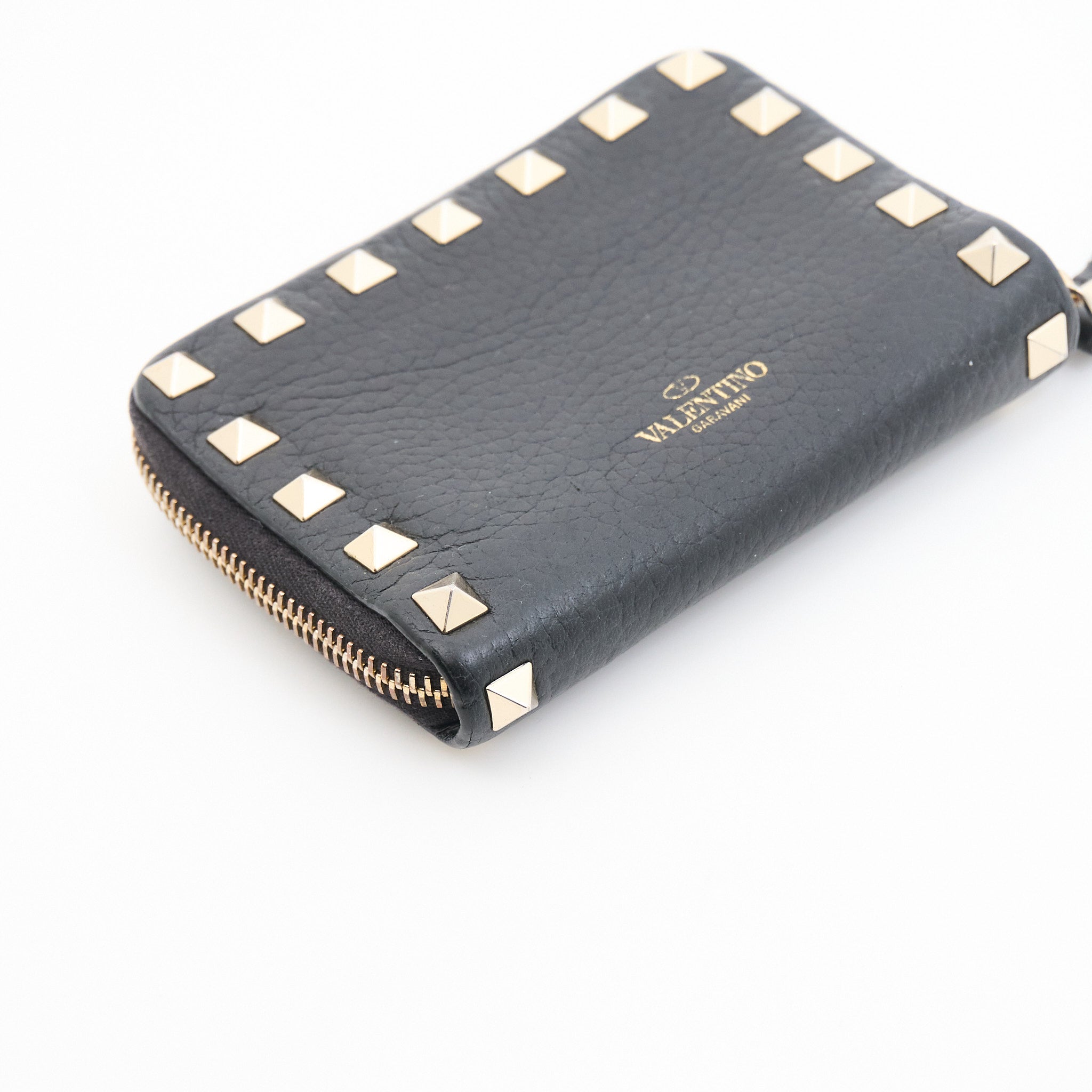 Valentino Garavani Black Leather Studded Wallet