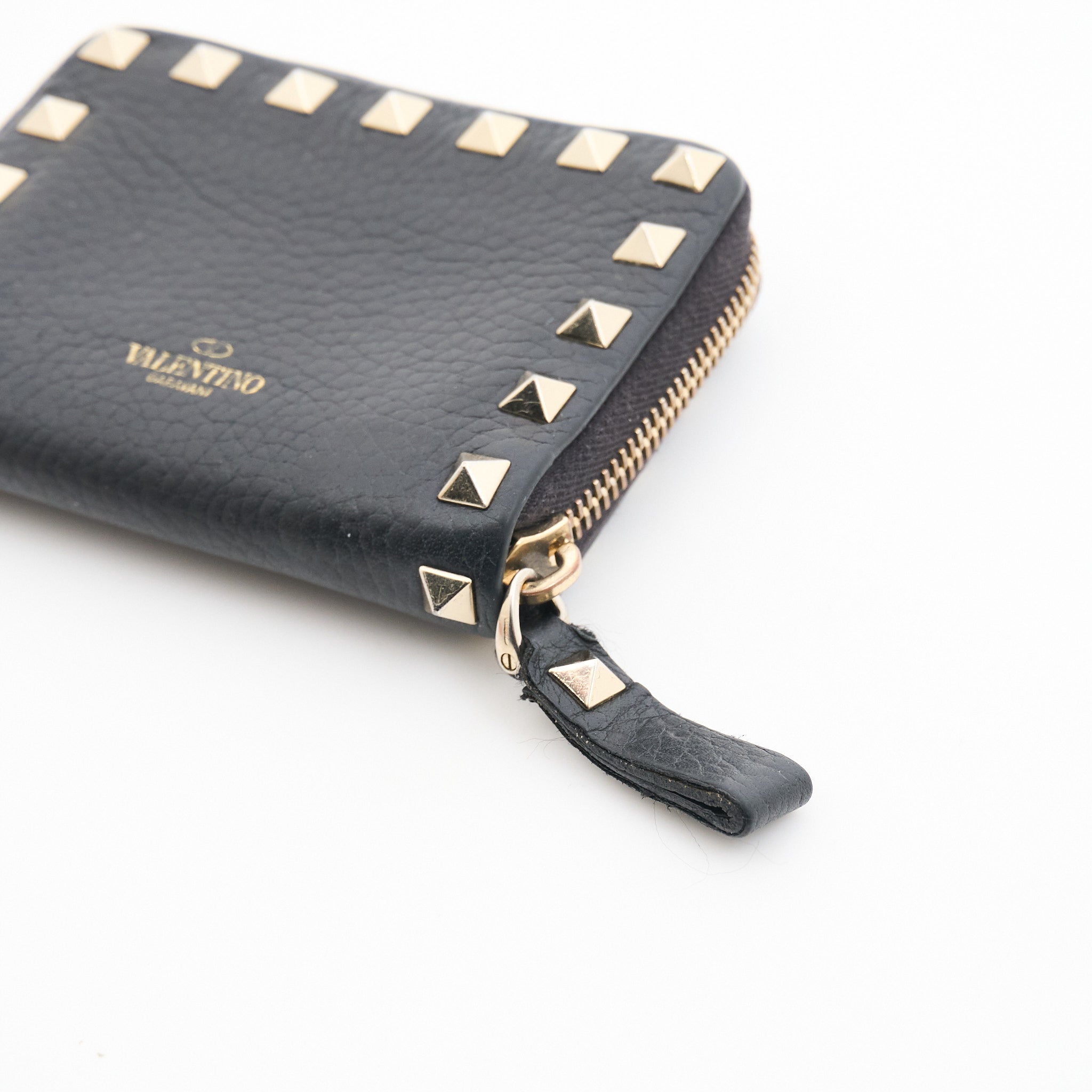 Valentino Garavani Black Leather Studded Wallet
