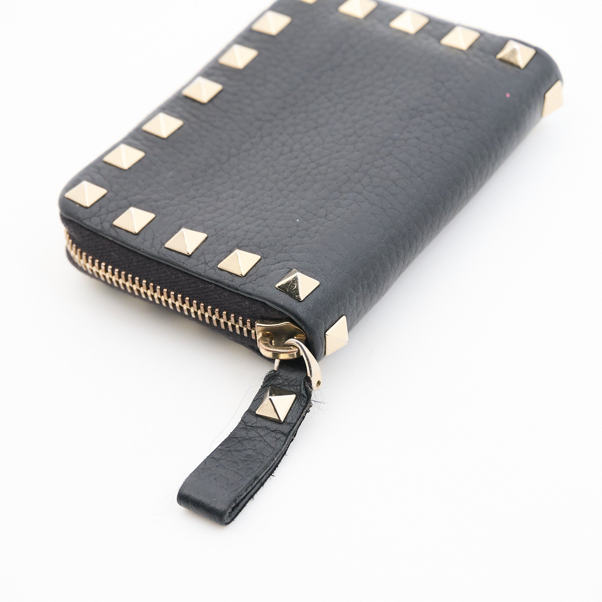 Valentino Garavani Black Leather Studded Wallet