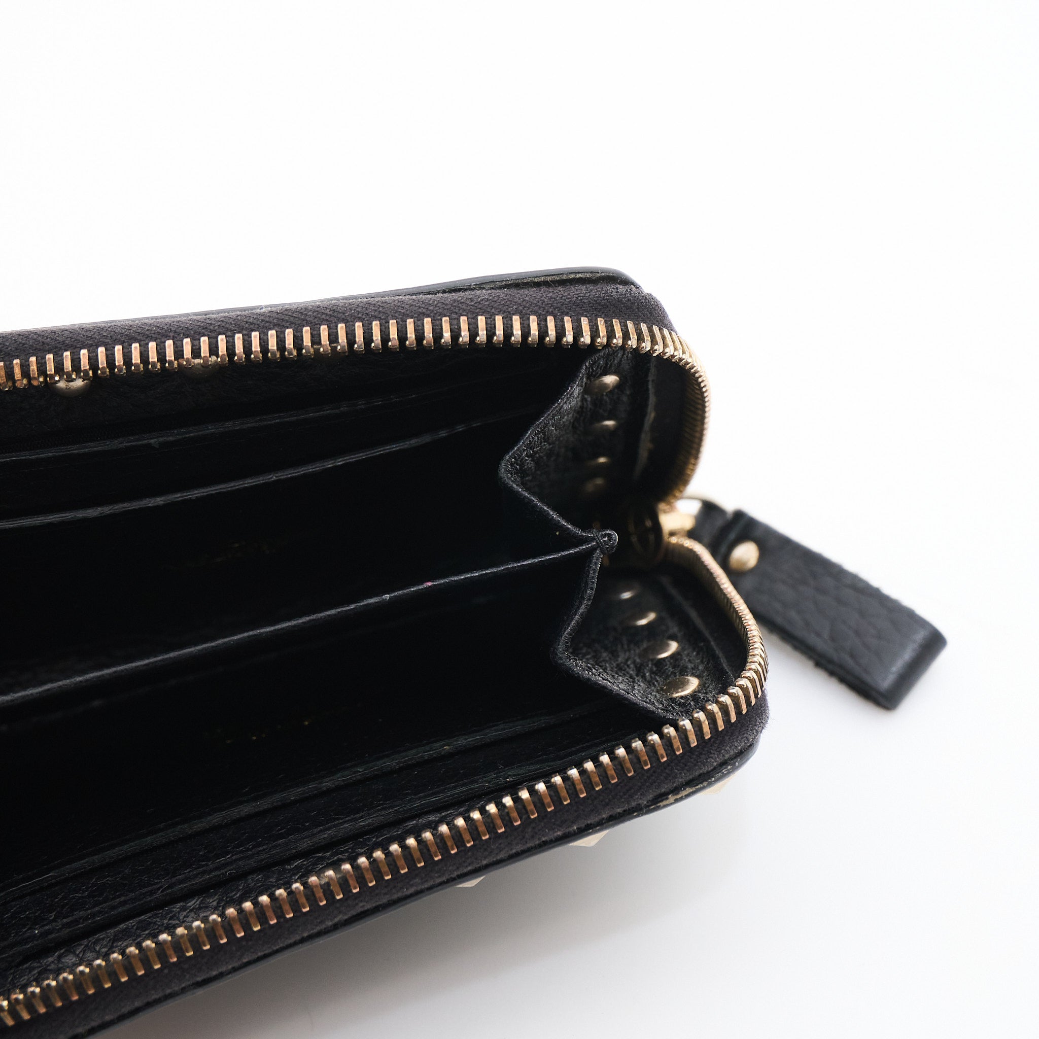 Valentino Garavani Black Leather Studded Wallet