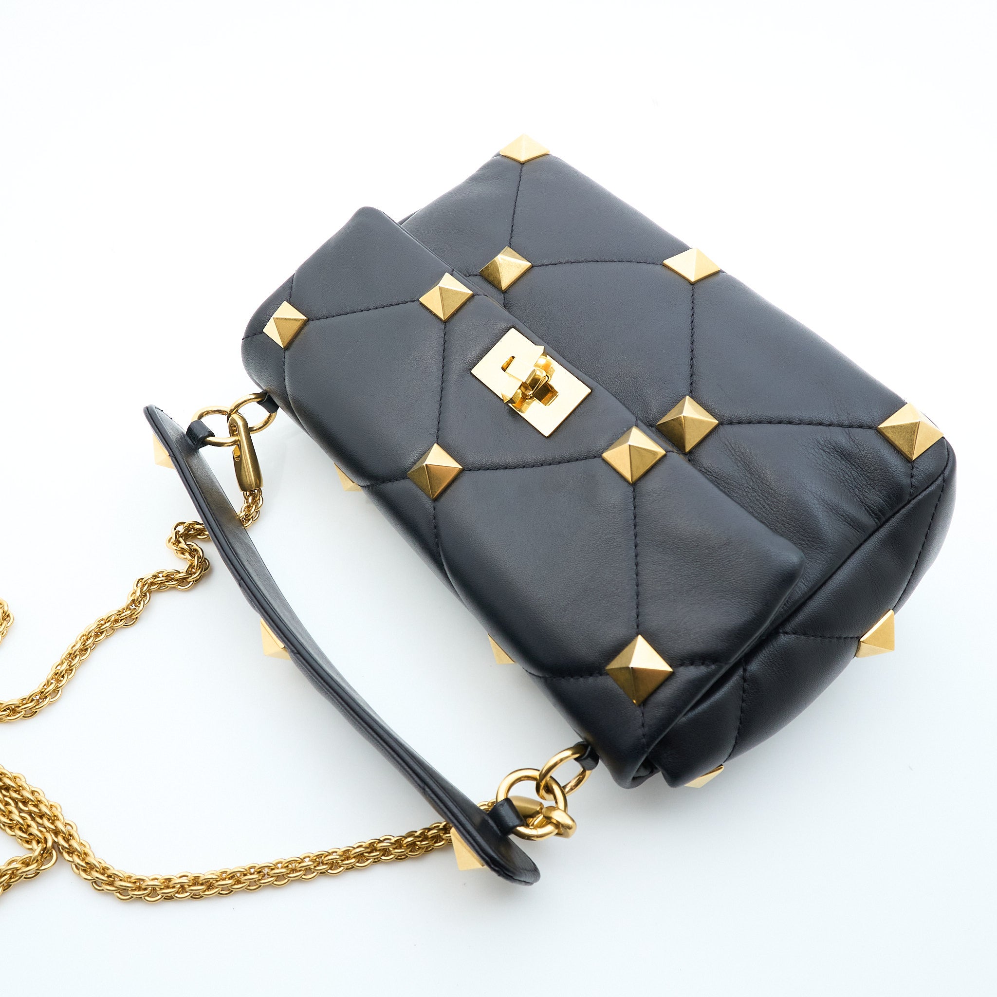 Valentino Leather Roman Stud Shoulder Bag