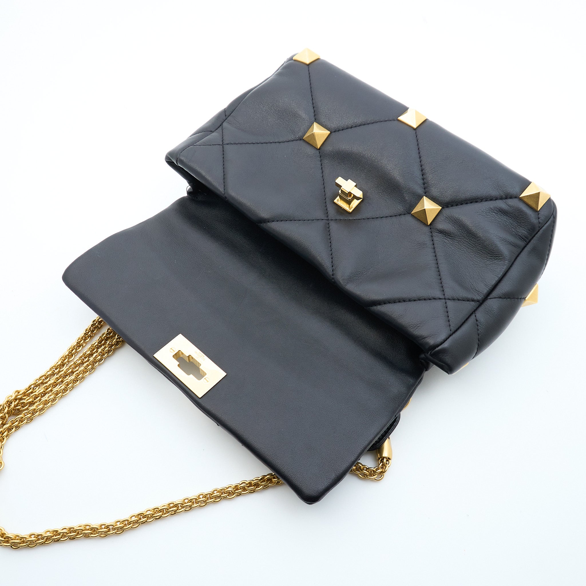 Valentino Leather Roman Stud Shoulder Bag