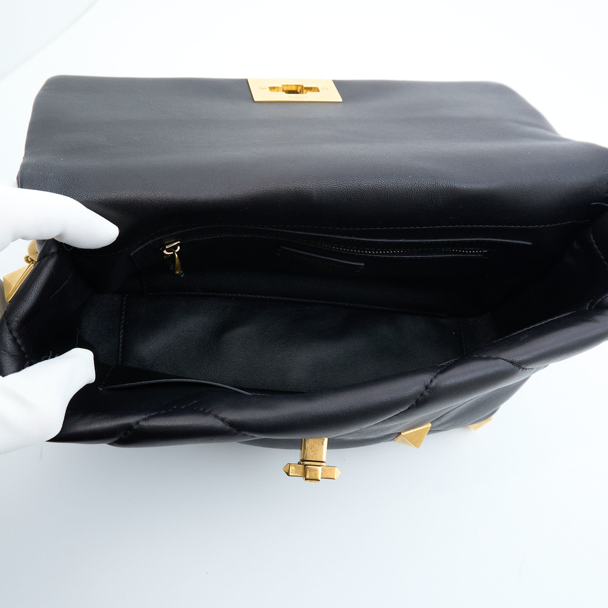 Valentino Leather Roman Stud Shoulder Bag