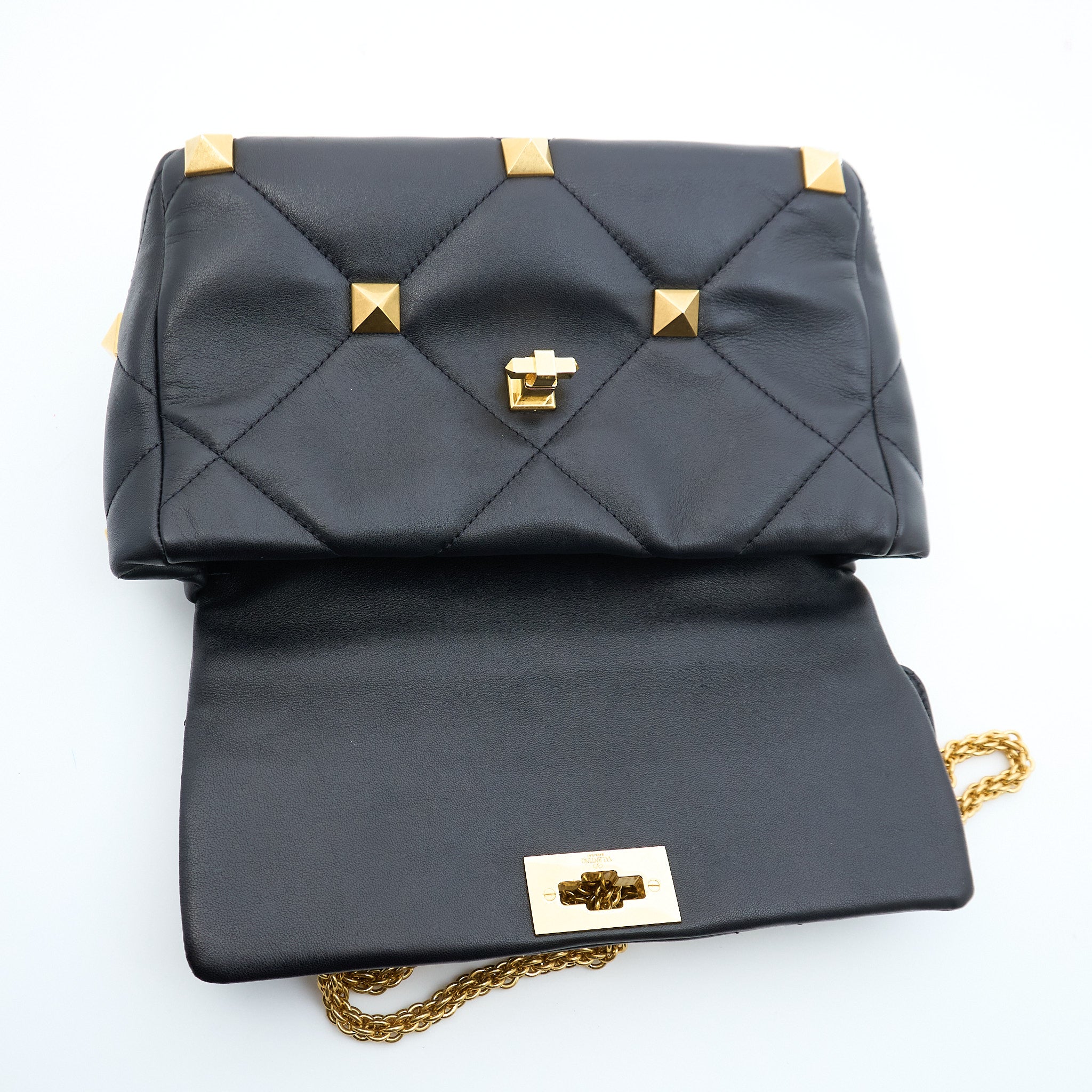 Valentino Leather Roman Stud Shoulder Bag